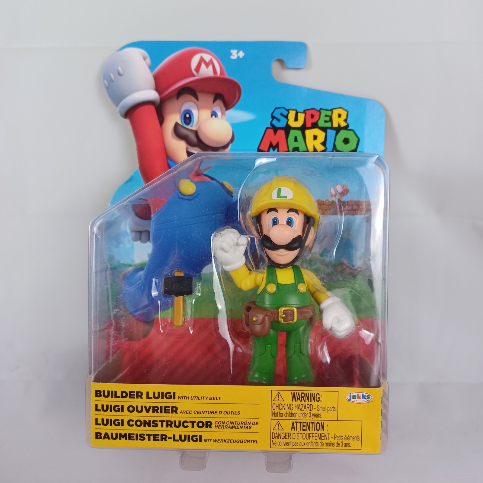 Jakks Pacific Nintendo Super Mario Builder Luigi w Utility Belt Figure 4" NEW