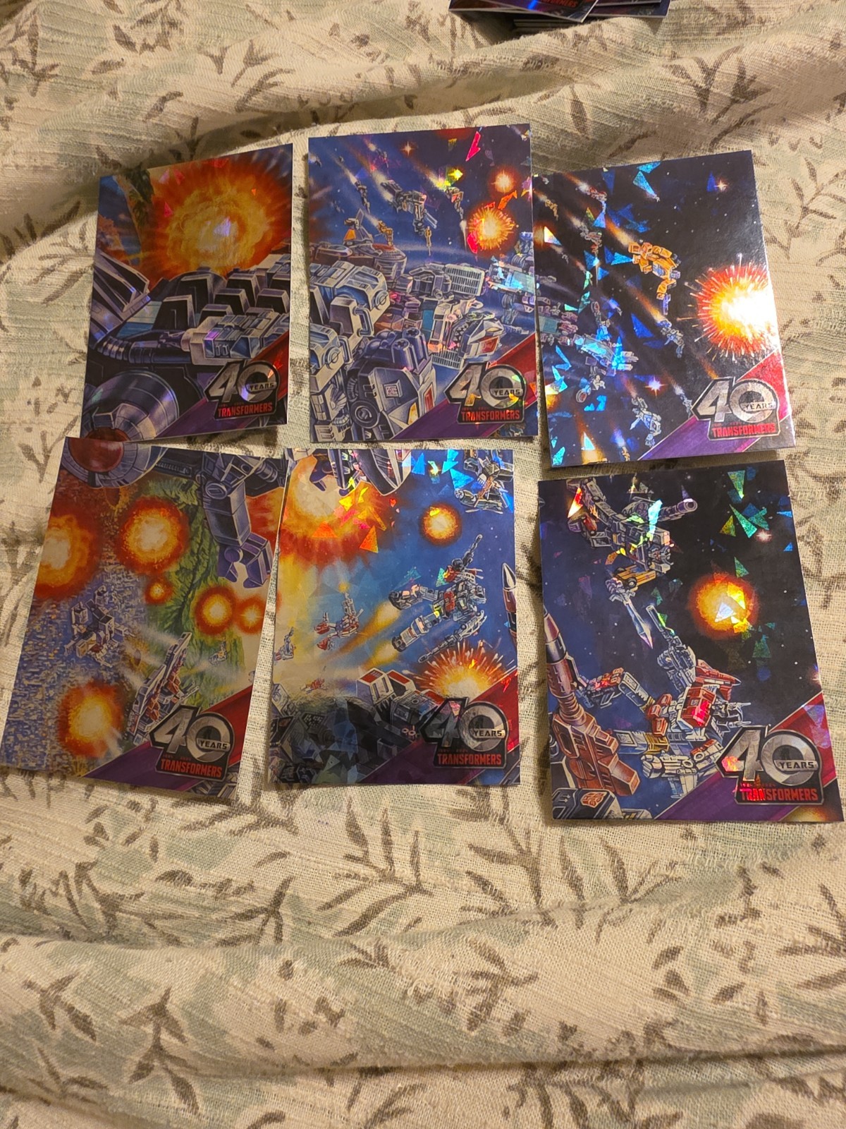 TRANSFORMERS 40TH ANNIVERSARY PUZZLE SET D HOLOFOIL Diamond Cut Lot Of 6 Cards