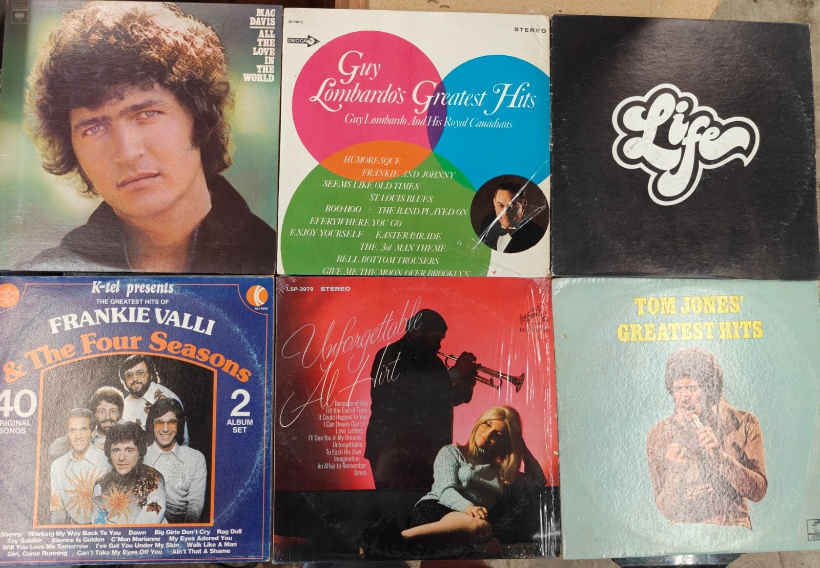 12 Vintage Vinyl LP Lot – Frankie Valli, Bobby Vee, Dean Martin & More