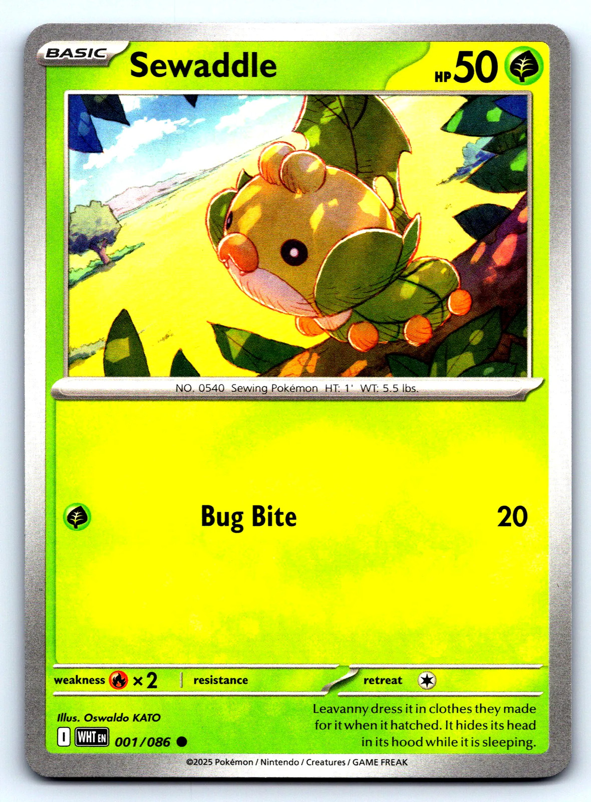 Carta Pokemon Sewaddle White Flare #1 normale quasi nuova