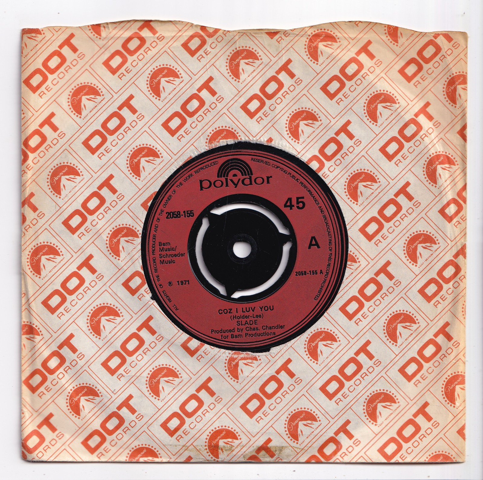 (AV486) Slade, Coz I Luv You - 1971 - 7 inch vinyl
