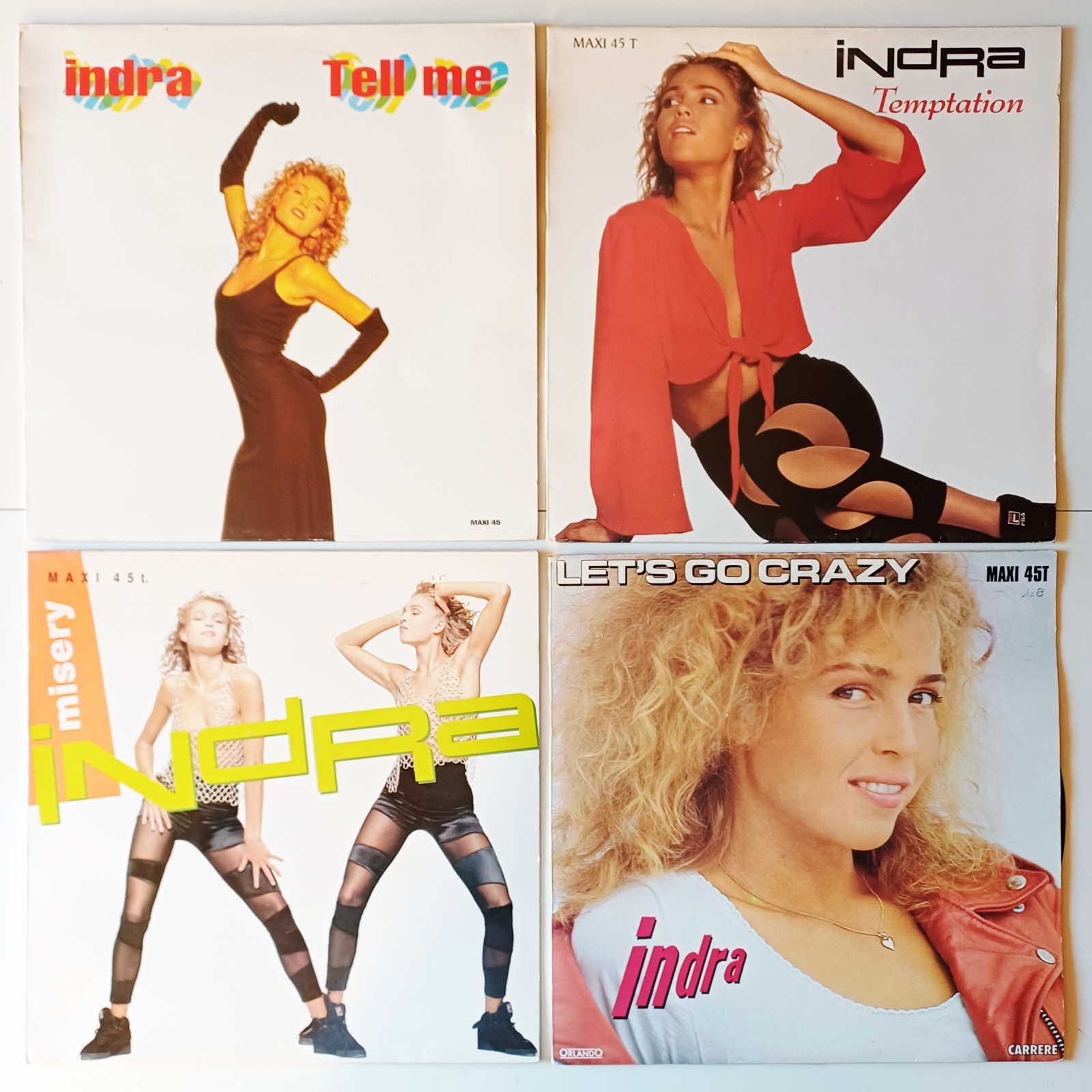 Indra "Tell Me/Temptation/Misery/Let's Go Crazy", Lot De 4 Vinyl MAXI 45t TBE 