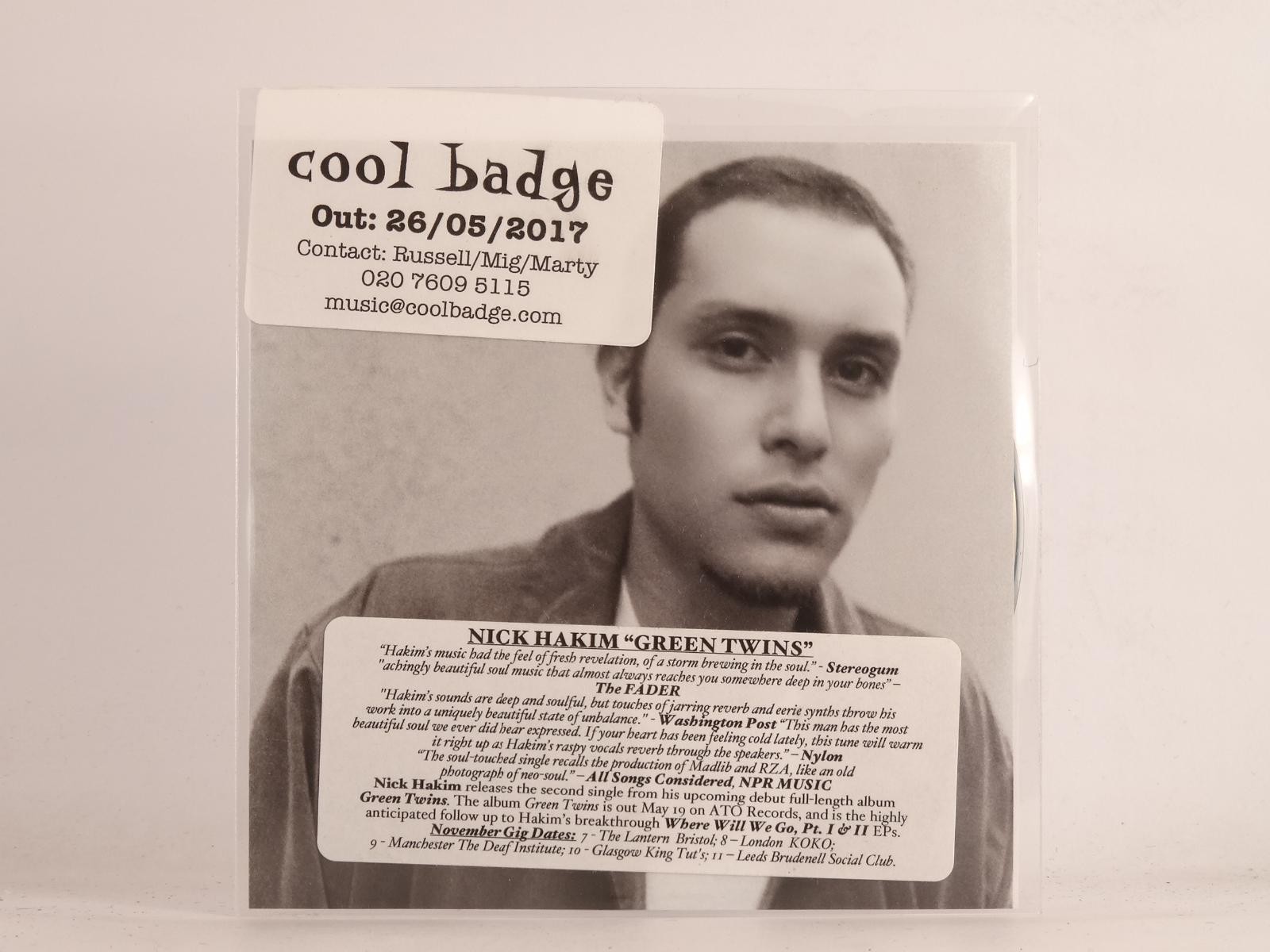 NICK HAKIM GREEN TWINS (F32) 1 Track Promo CD Single including Picture Sleeve AT