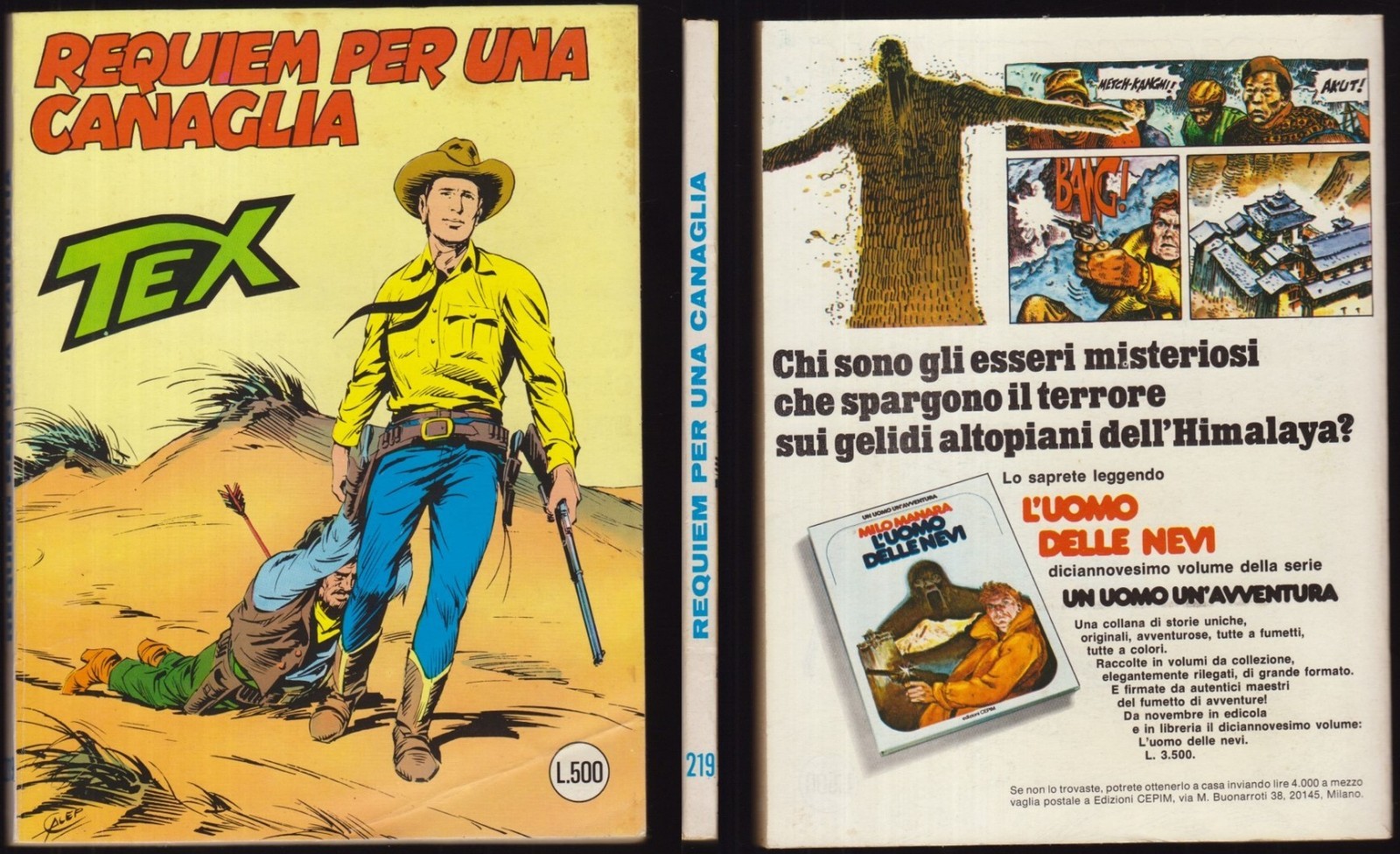 TEX 219 REQUIEM PER UNA CANAGLIA - GENNAIO 1/1979 "OTTIMO"