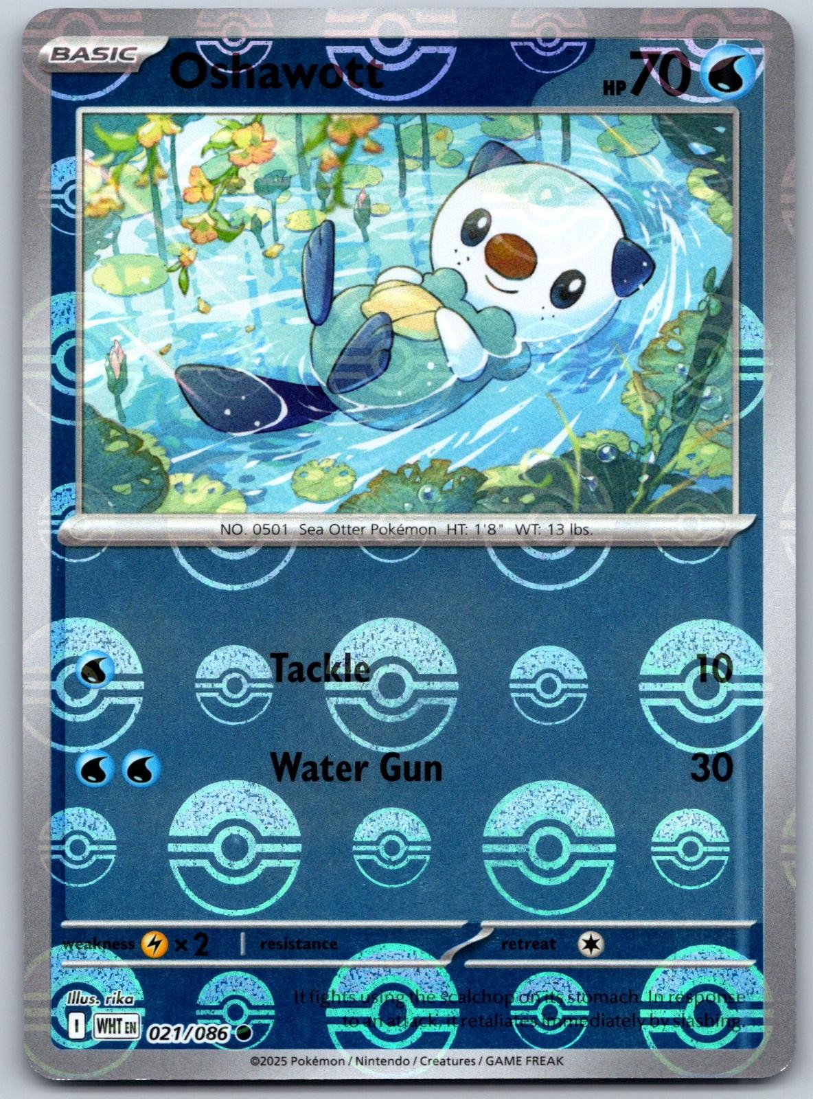 Oshawott (Modello Poke Ball) 021/086 Pokemon Holo Flare Bianco Comune Near Mint