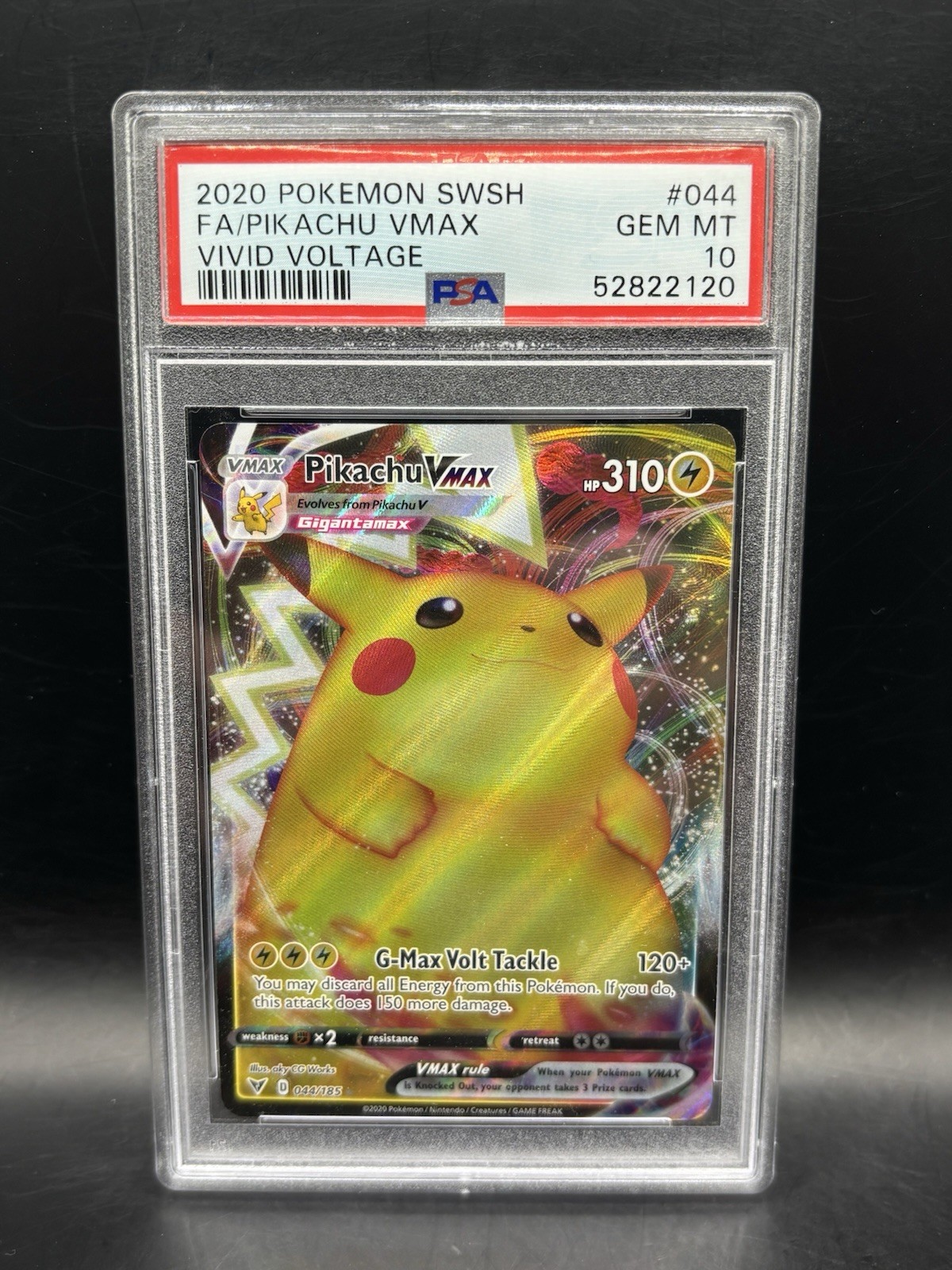 POKEMON PIKACHU VMAX 044/185 SWSH VIVID VOLTAGE FULL ART 2020 PSA 10 GEM MINT