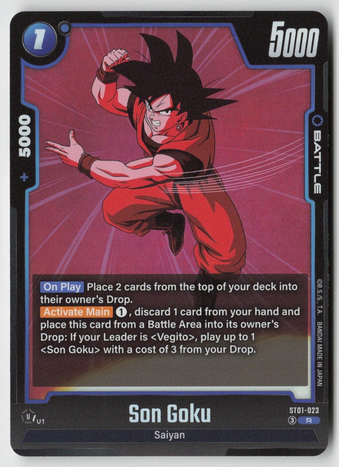 Son Goku ST01-023 Story Booster 01 Raro Holo quasi nuovo