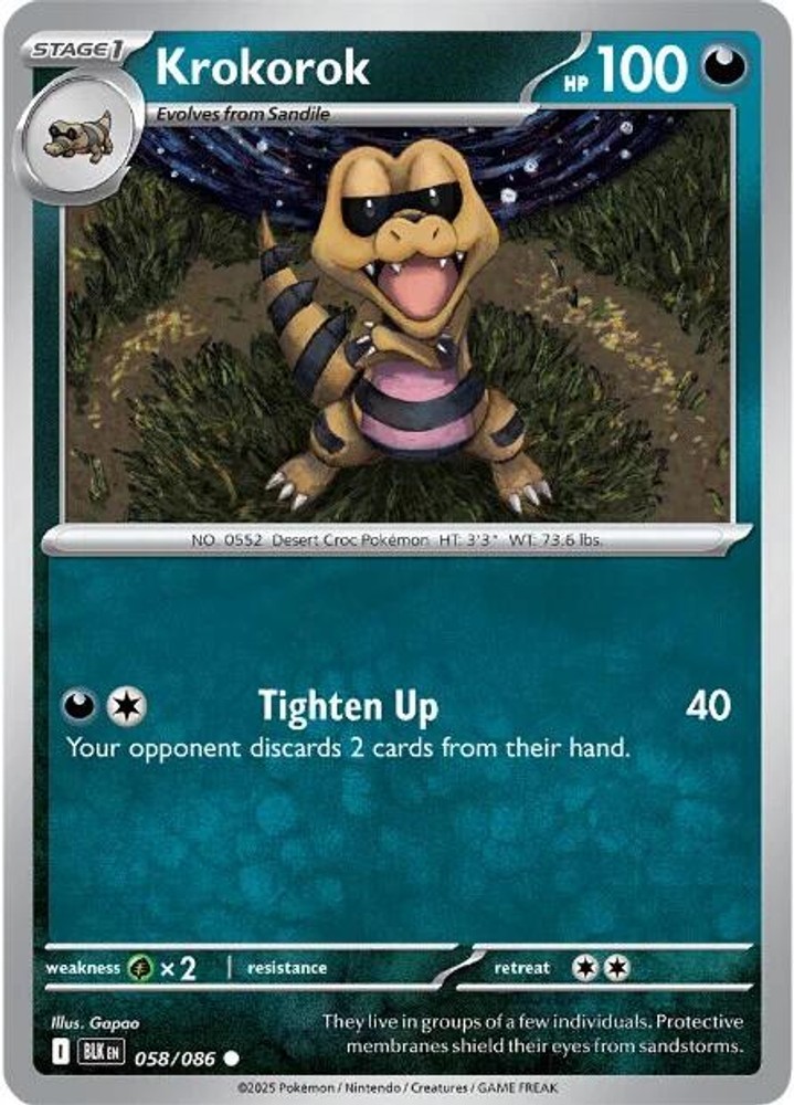 Krokorok SV: Bullone Nero [BLK - 058/086] Pokemon quasi nuovo