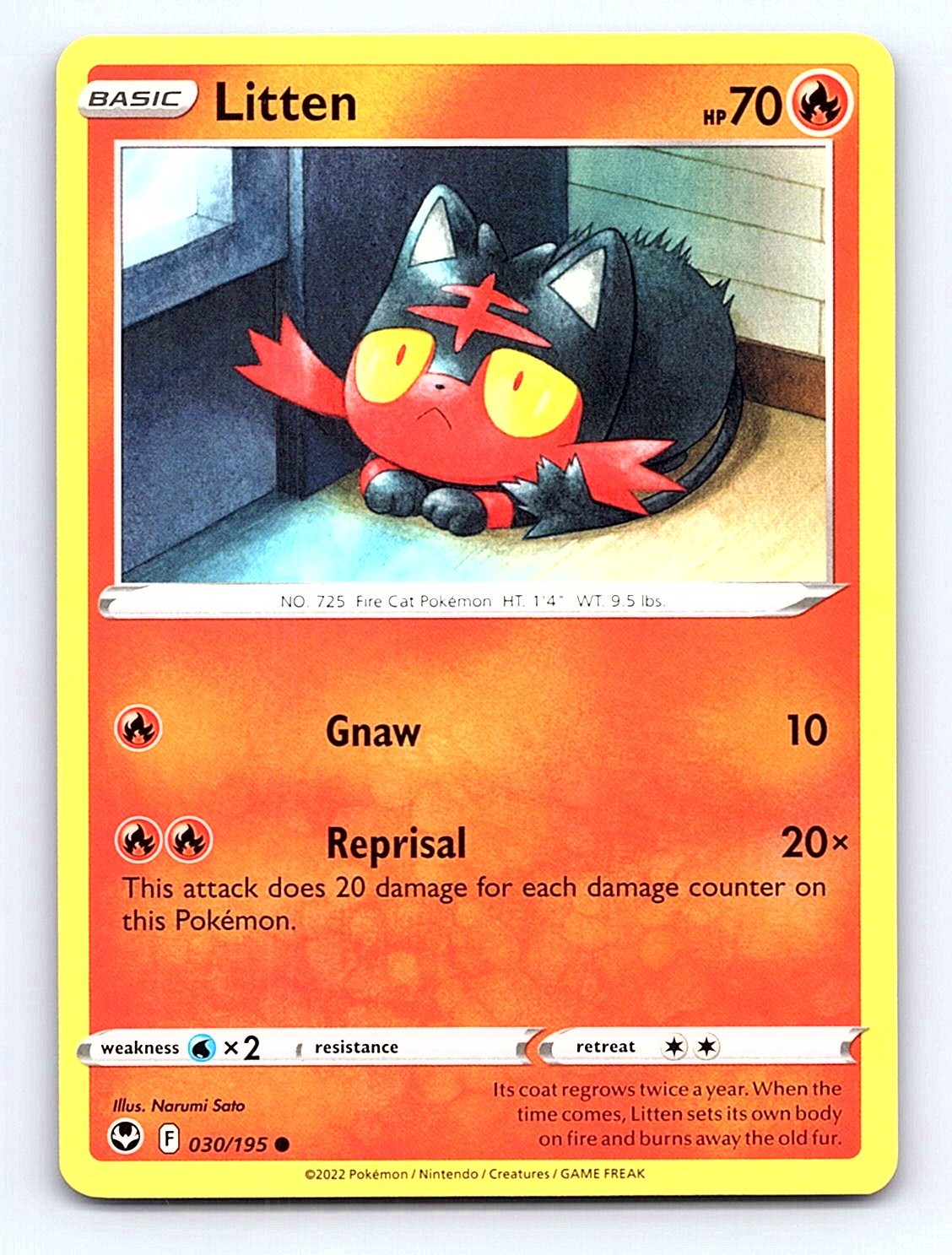 Pokemon Tempesta Argento Comune Litten 030/195 Quasi Nuovo