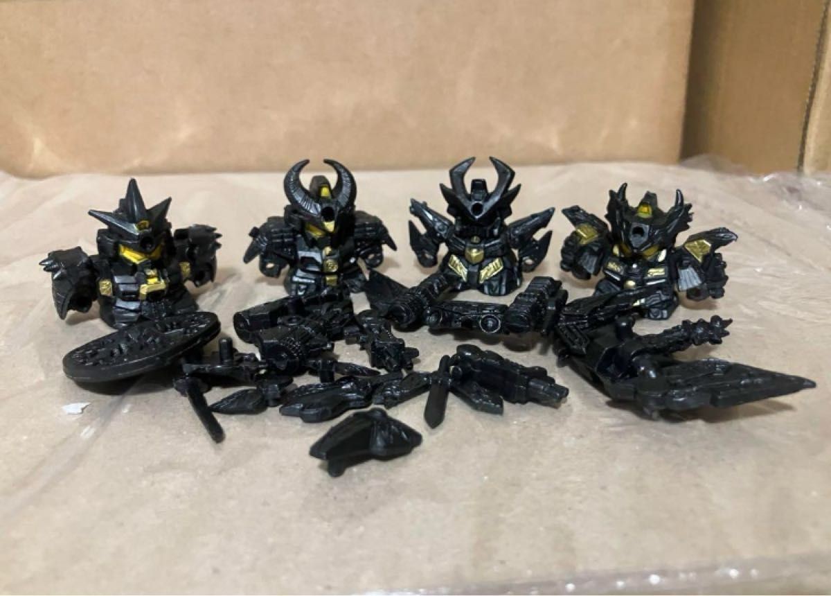 SD Gundam Gankeshi Four Great Daishogun Set Gunmeta Black Figure Vintage Lot
