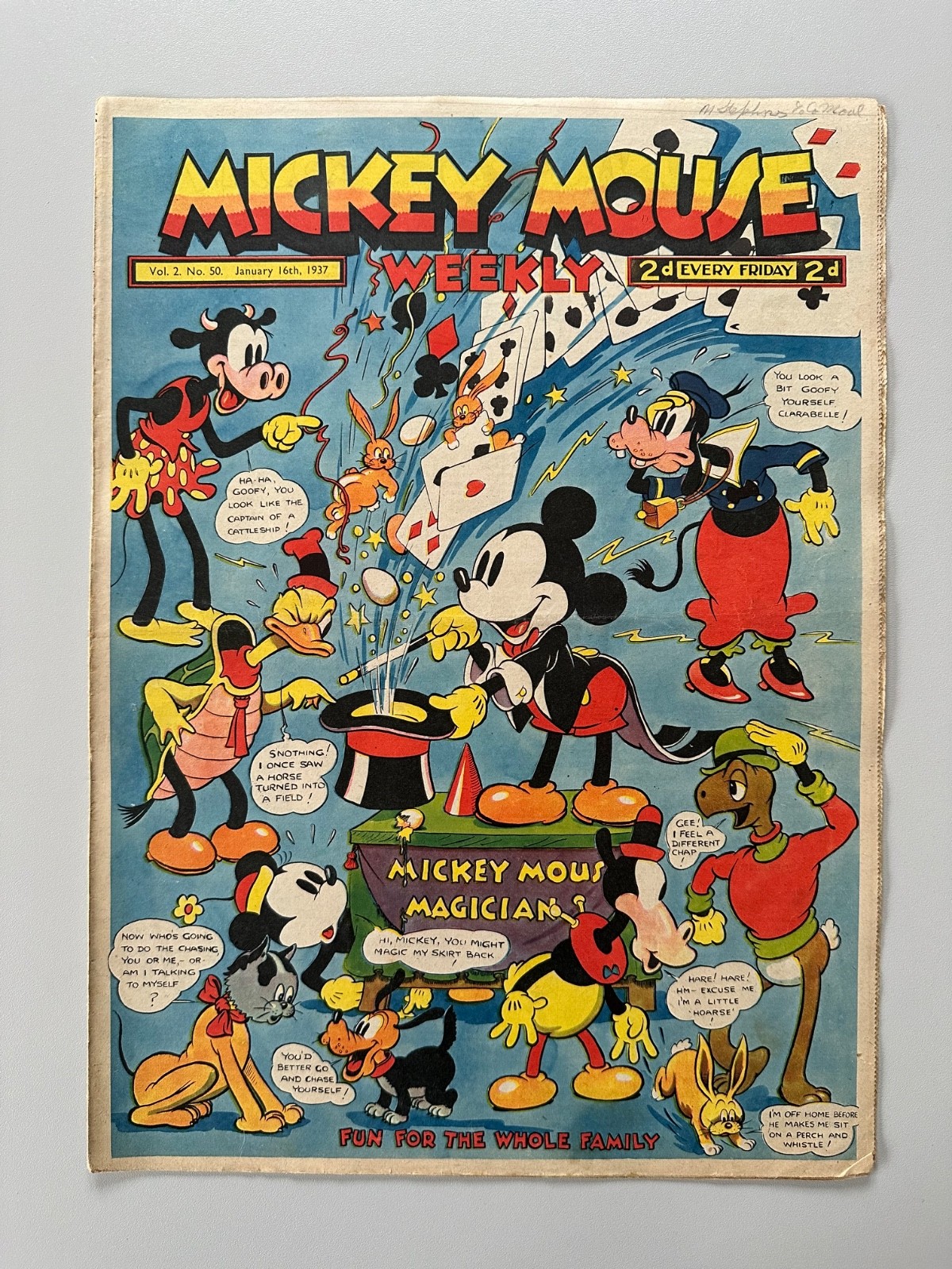 Mickey Mouse Weekly Comic #50 January 16th 1937 FN- RARE