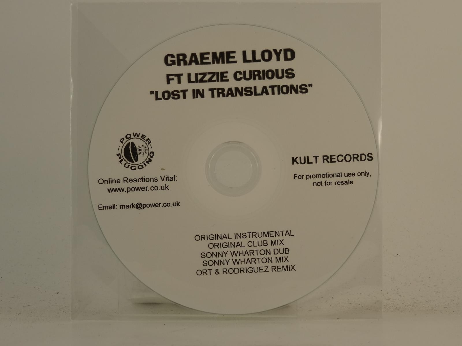 GRAEME LLOYD FT LIZZIE CURIOUS LOST IN TRANSLATIONS (H1) 5 Track Promo CD Single