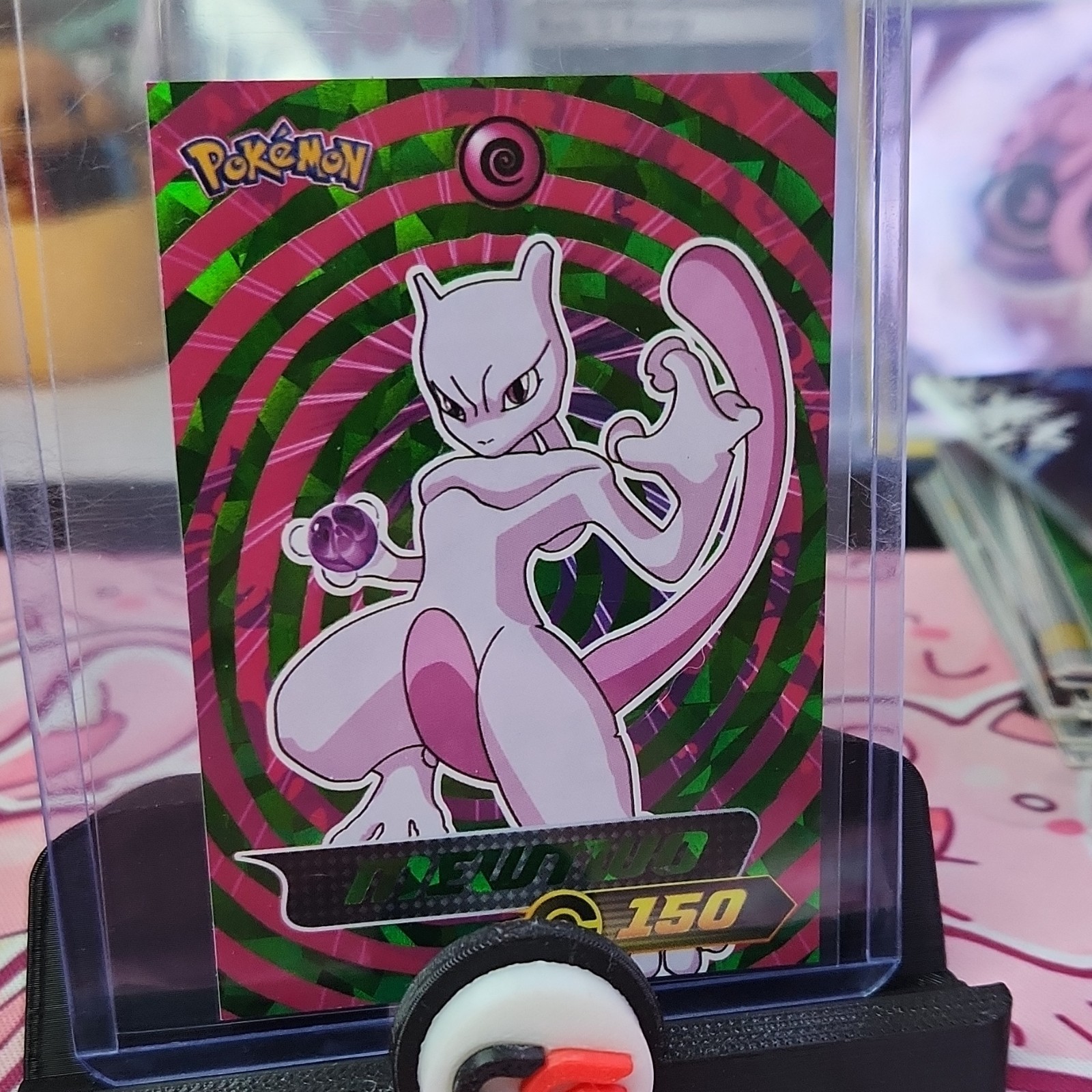 Pokémon Pokédex 3 Adesivo Verde Ghiaccio Crepato Holo Mewtwo #S10 