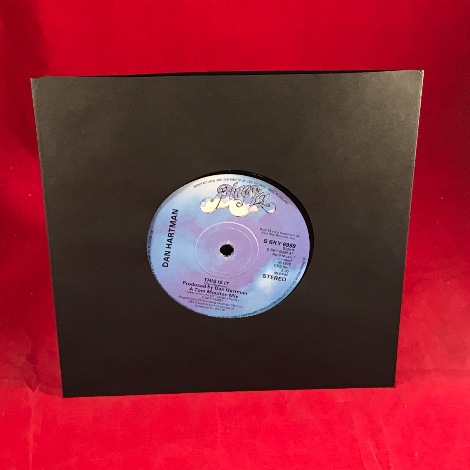 DAN HARTMAN This Is It  1978 UK 7" vinyl single original 45 record