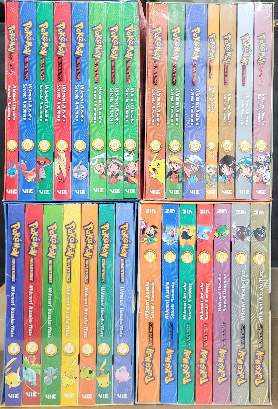 Pokemon Avventure Manga Box Set Vol. 1-29 Softcover tutte e 4 le scatole nuove sigillate 