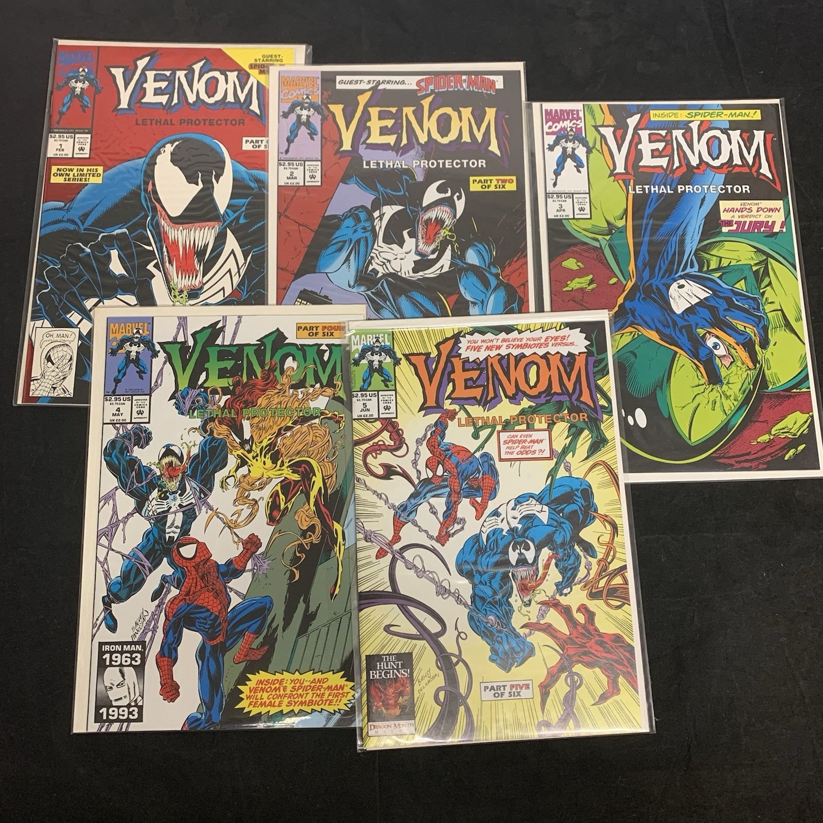 Venom Lethal Protector lotto 1 2 3 4 5 1993 Marvel VF/NM fm03
