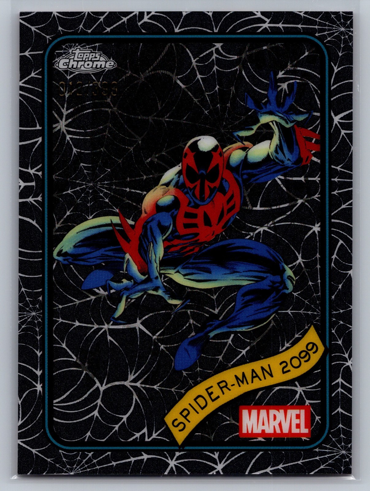 2025 Topps Chrome Marvel #112 Spider-Man 2099 Spider Web Refractor #12/399