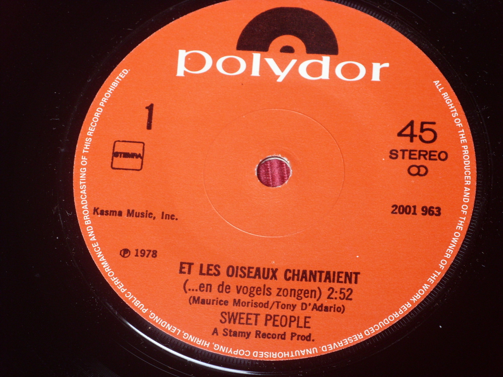 Sweet People:  Et Les Oiseaux Chantaien (And the birds) Near Mint Euro  7"