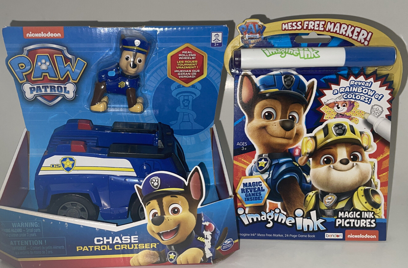 Modellino Paw Patrol Vehicle Chase e Patrol Cruiser giocattolo con pad Nickelodeon