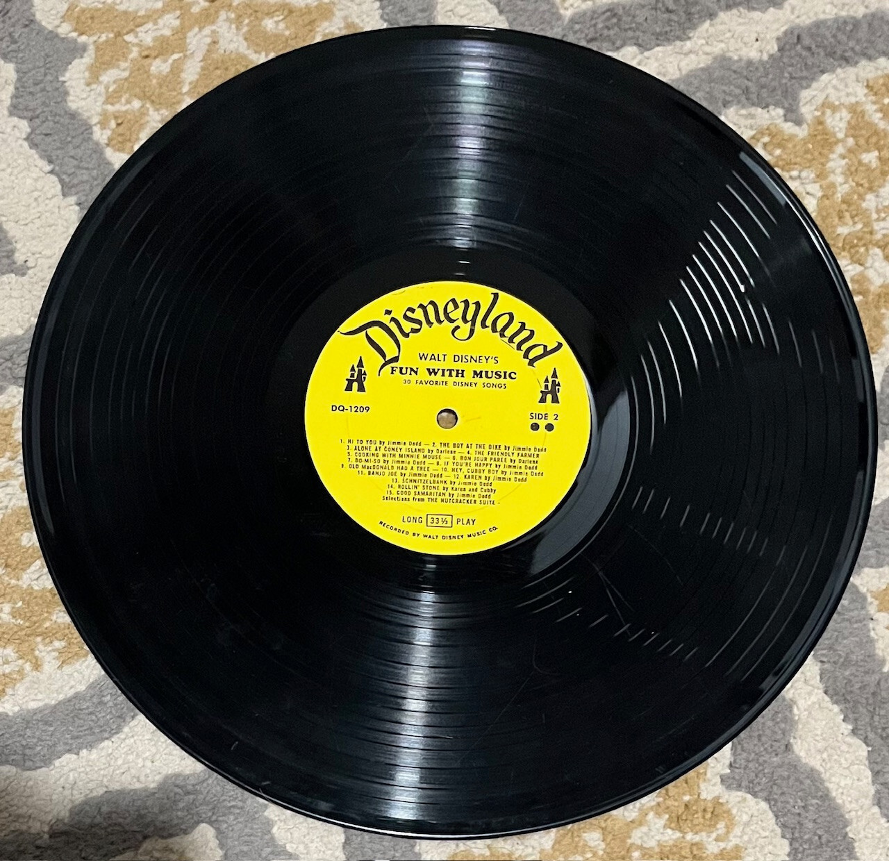 1961 WALT DISNEY'S FUN WITH MISIC 30 FAVORITE SONGS LP DISNEYLAND # DQ 1209 