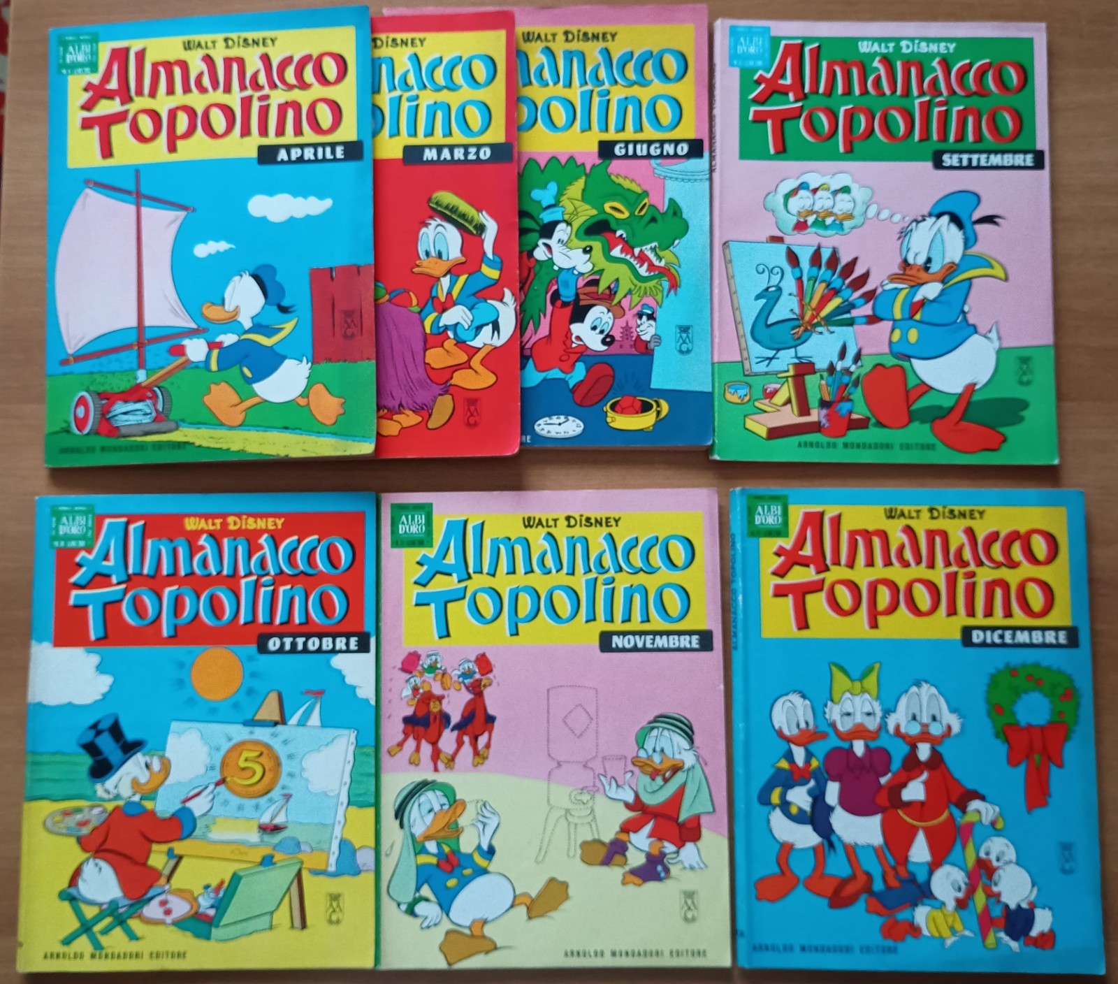 ALMANACCO DI TOPOLINO 1965 N. 3/4/6/9/10/11/12 TUTTI CON PUNTI - COME NUOVI