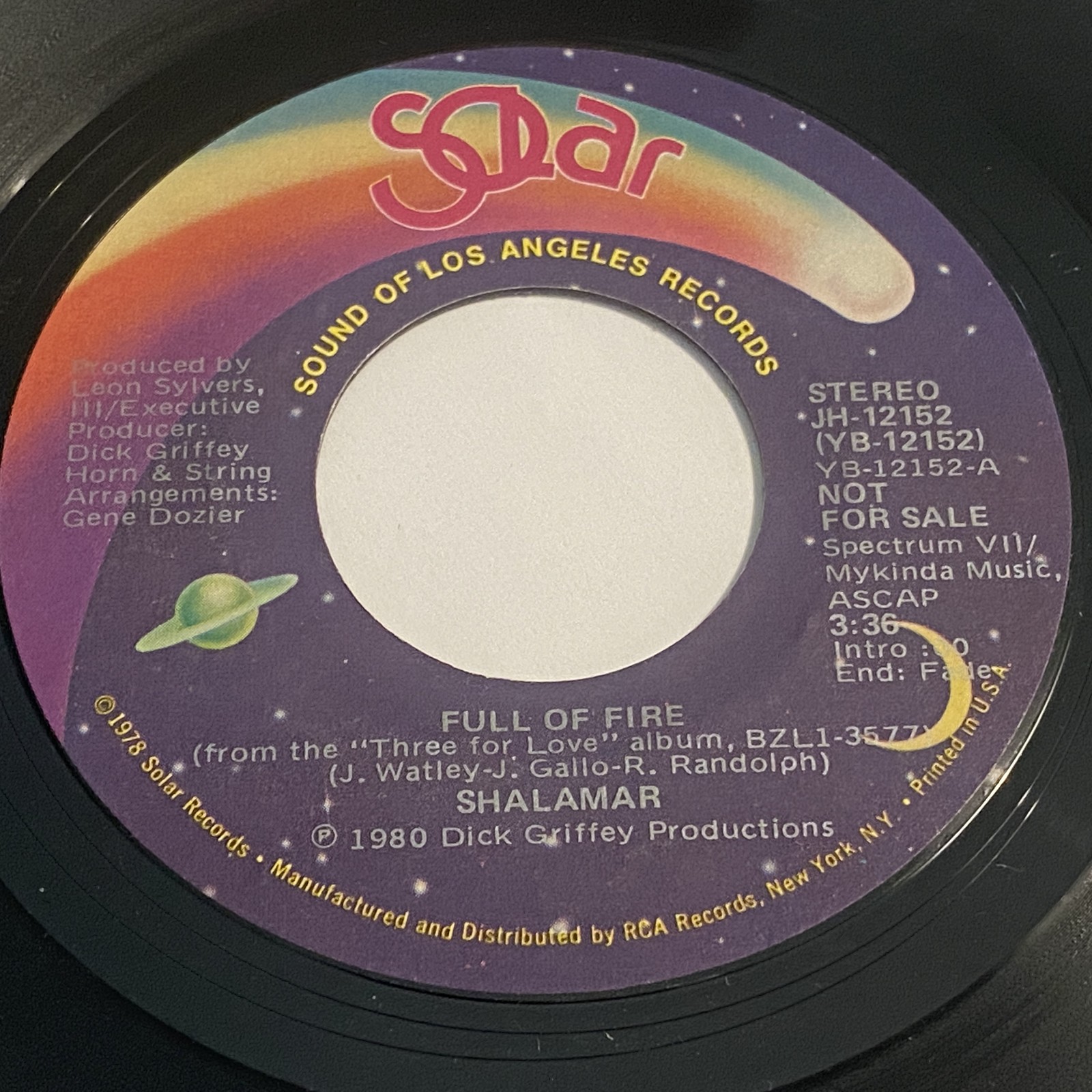 Shalamar: Full Of Fire (stereo) / (Same) (mono) 45 - Solar - Soul