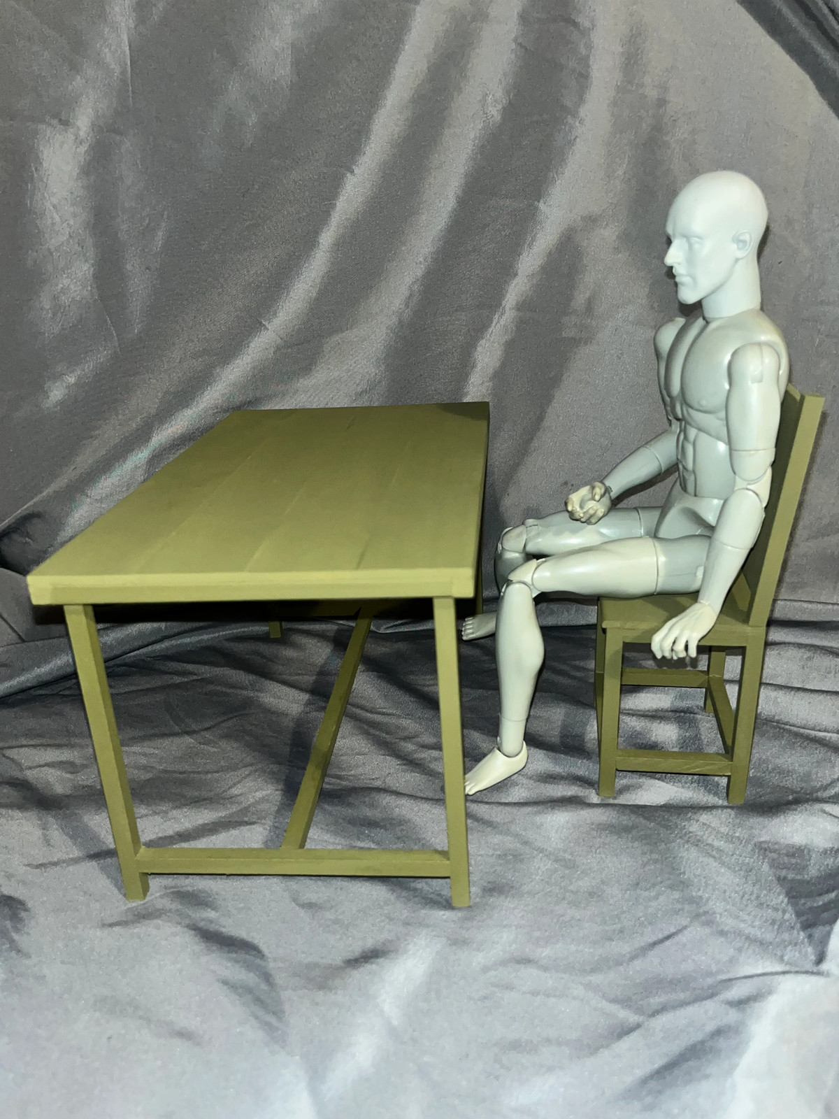 1/6 Scale WWII US / Vietnam Wood Field Table / Desk and Chair