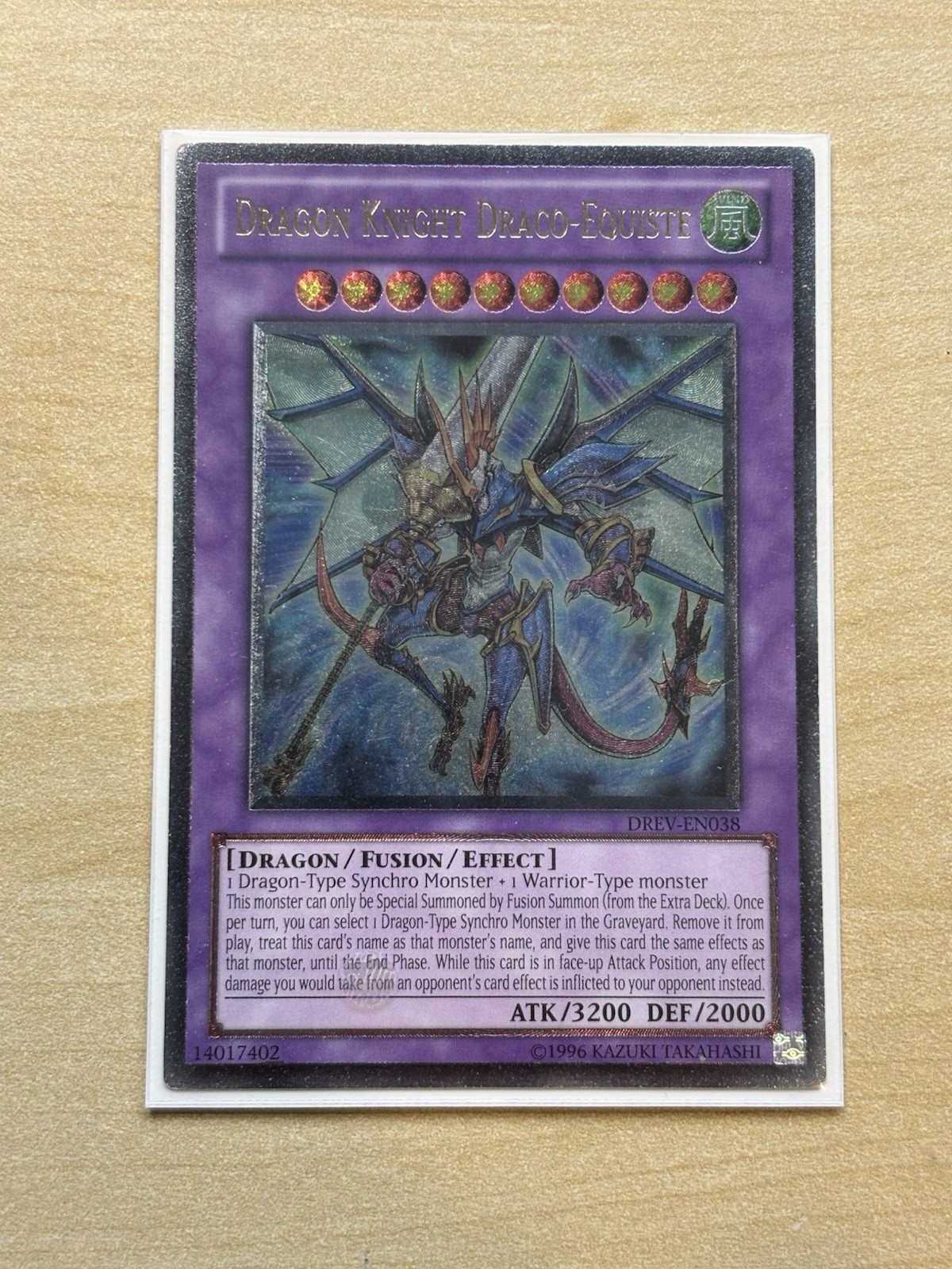 Yu-Gi-Oh! DREV-EN038 Dragon Knight Draco-Equiste (Unlimited) Ultimate Rare, LP