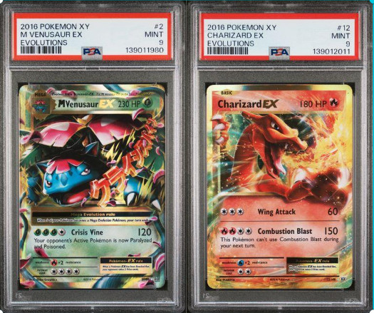 PSA 9 VENUSAUR EX 2 CHARIZARD EX 12 XY EVOLUZIONI POKEMON COME NUOVO