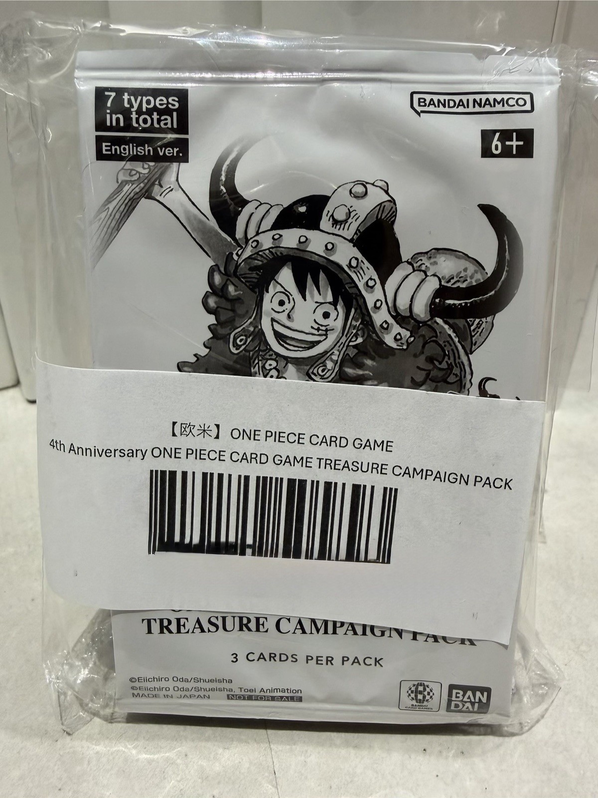 Bandai Namco One Piece Card Game Treasure Campaign Pack inglese, 12 pacchetti.