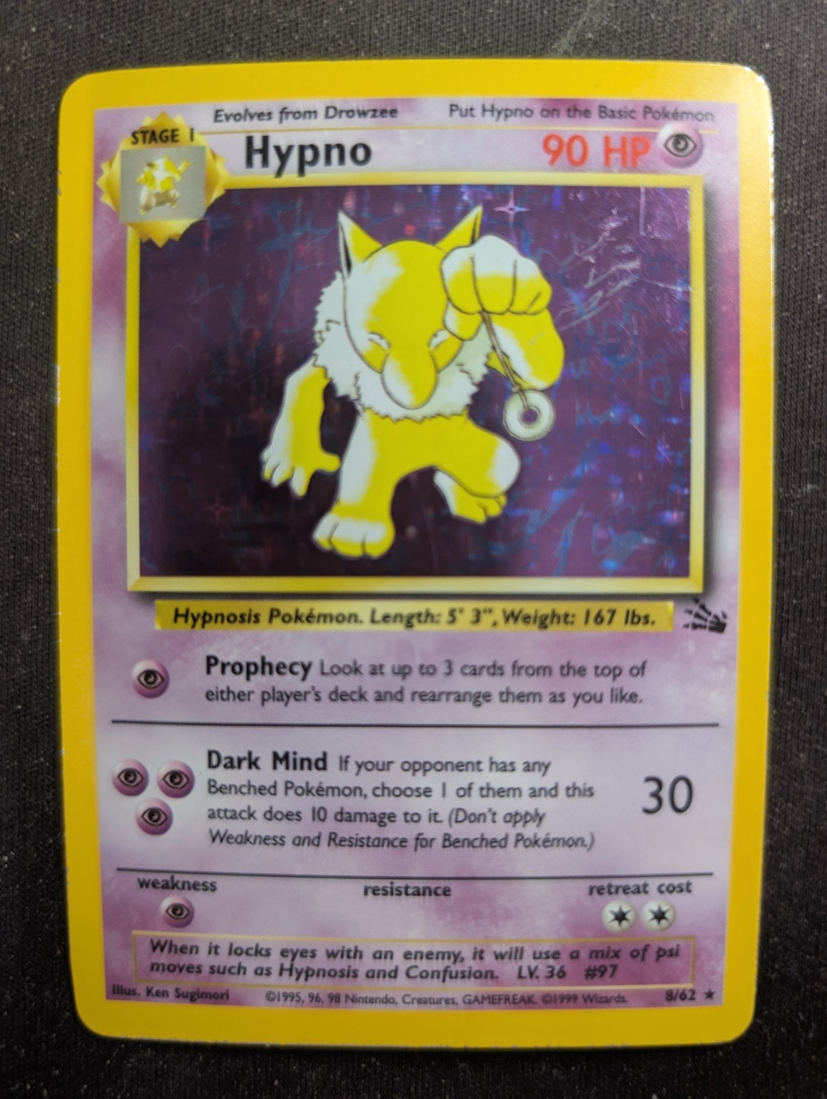 Hypno - 8/62 Holo Rare Unlimited Edition - Fossil (Pokemon) LP #4