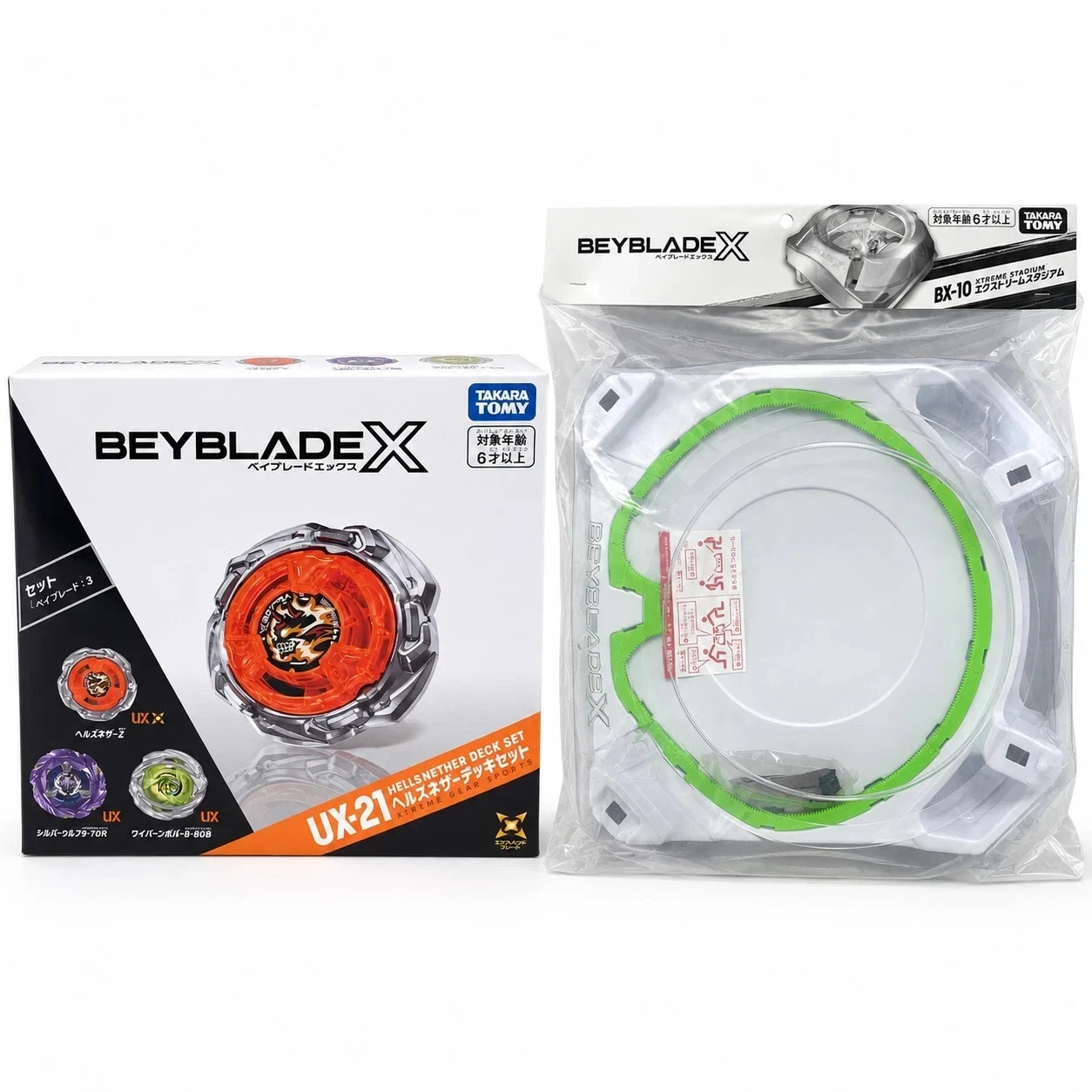 Takara Tomy Beyblade X BX-10 Xtreme Stadium + UX-21 Hells Nether Deck Set JP