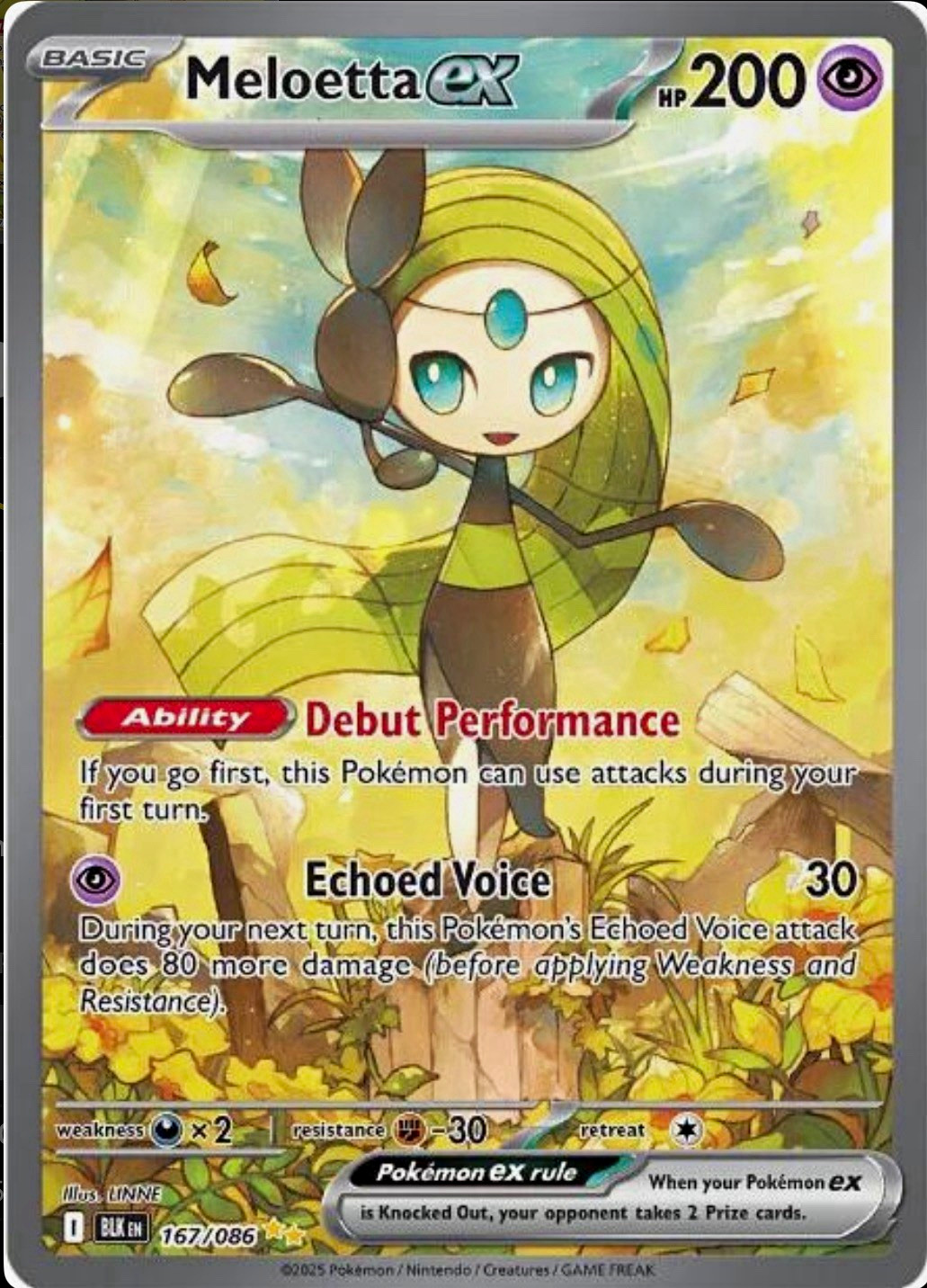 The Pokémon Company Meloetta EX 167/086 Black & White Full Art Holo EN 2013