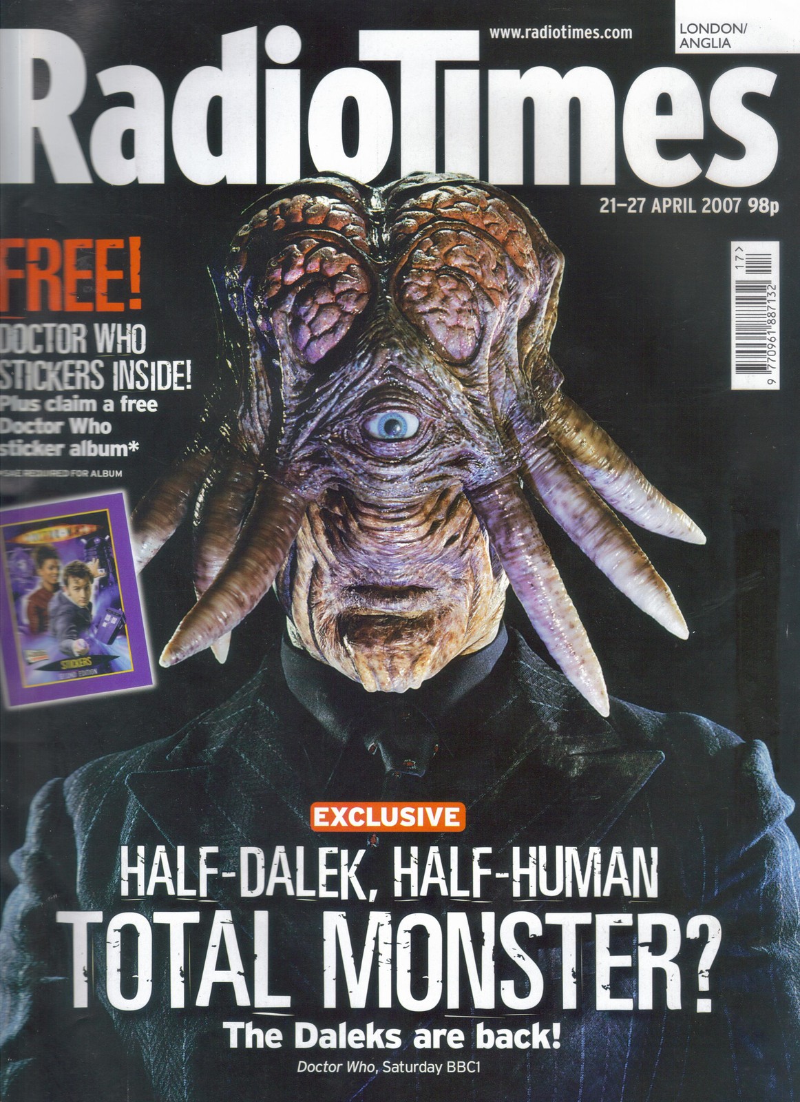 Radio Times Doctor Who David Tennant April 2007 Dalek cover