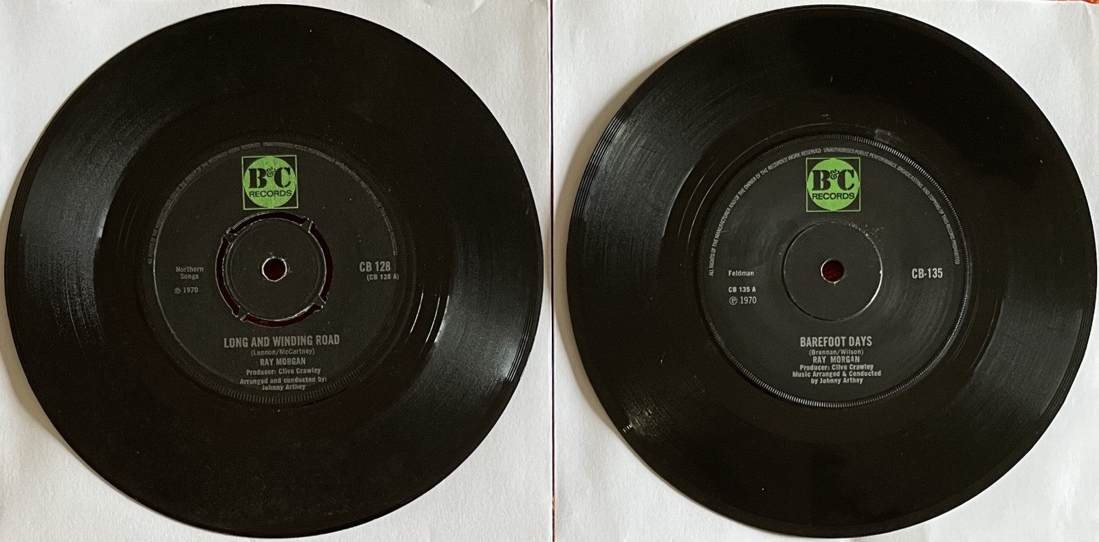 Ray Morgan - Two 7" Singles - Long And Winding Road / Barefoot Days