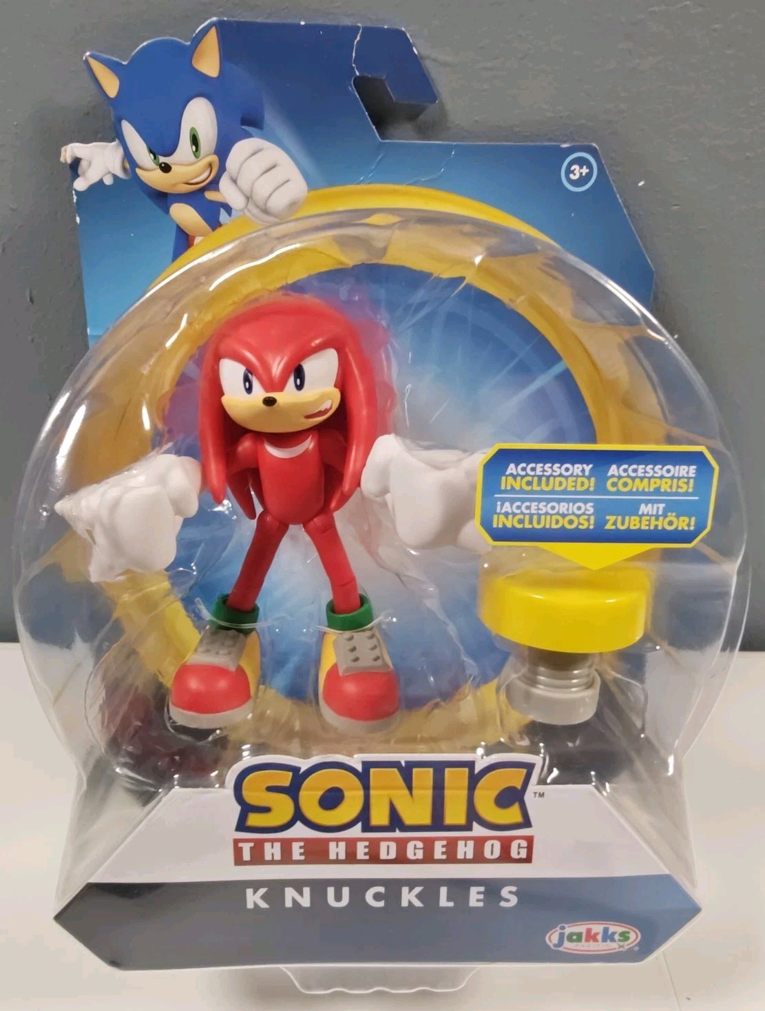 Modellino Jakks Sonic the Hedgehog Knuckles 4" nuovo con molla gialla