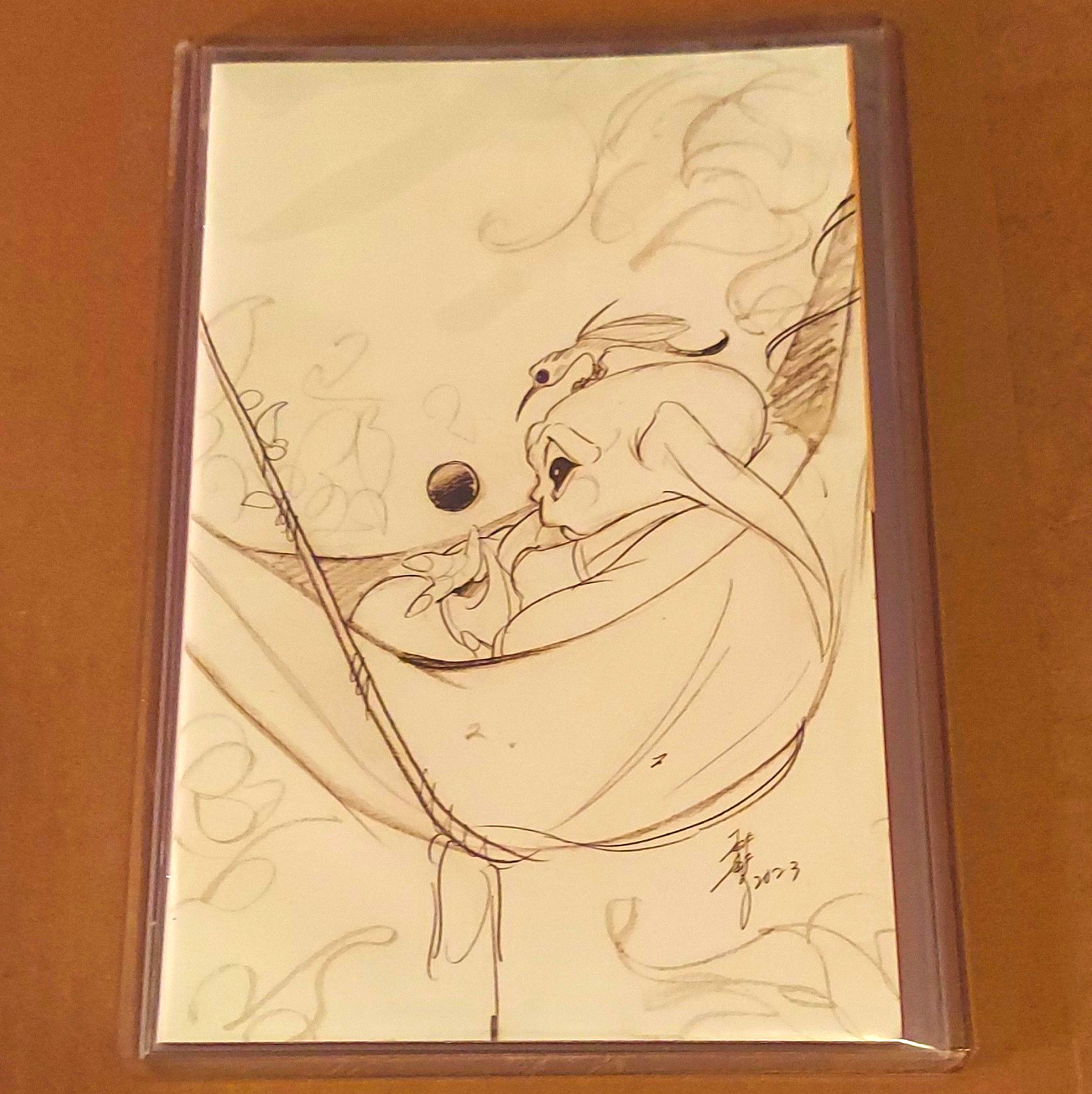 Marvel Star Wars: The Mandalorian #1 SDCC Peach Momoko Sketch Grogu w/Bonus Card
