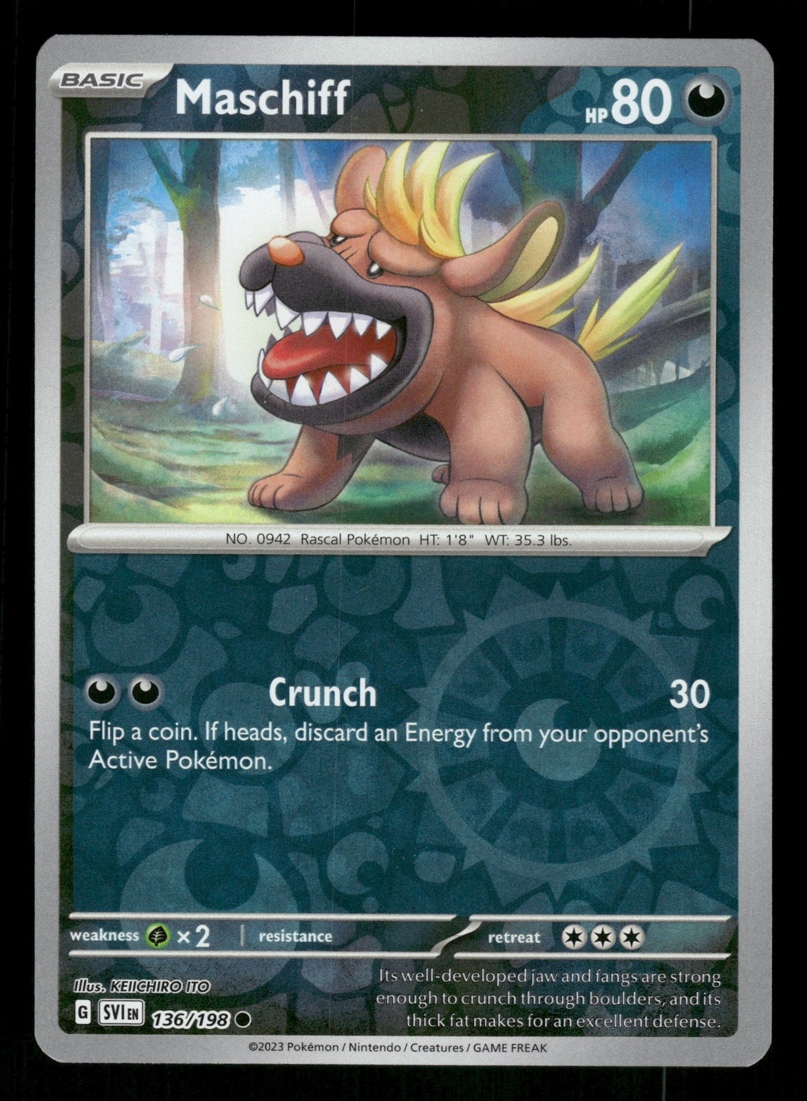 Maschiff 136/198 Pokemon Holo comune, inverso SV01: set base scarlatto e viola