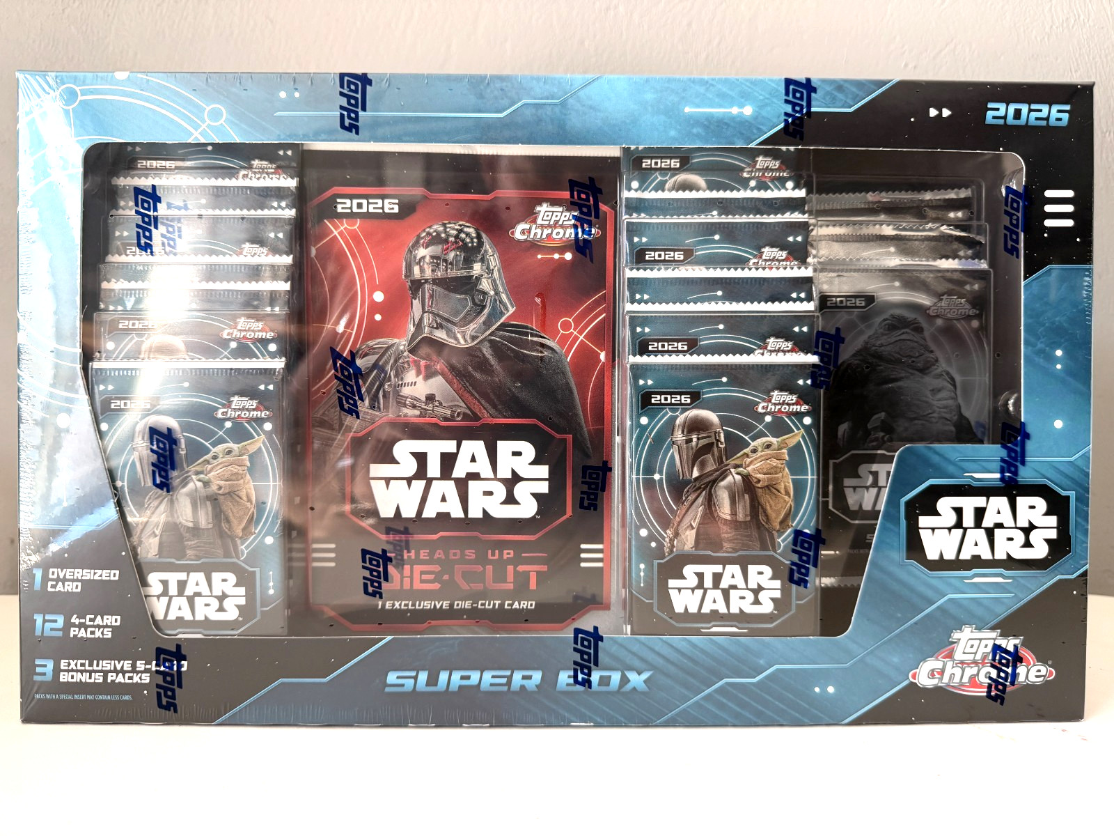 2026 TOPPS CHROME STAR WARS SUPER BOX W/ DIE CUT + 3 BONUS PACKS 🔥