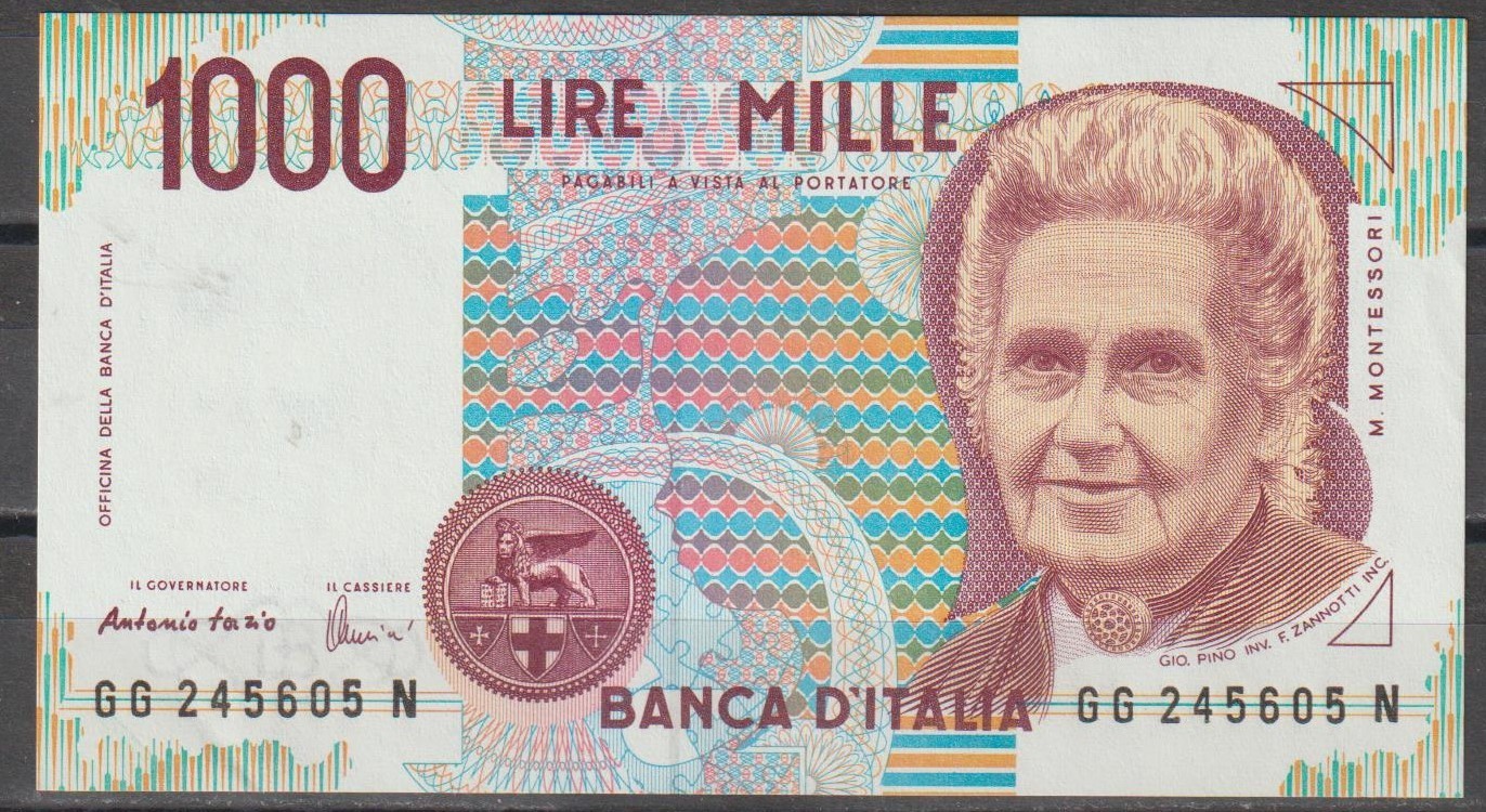 Banconota mille lire Montessori non circolata