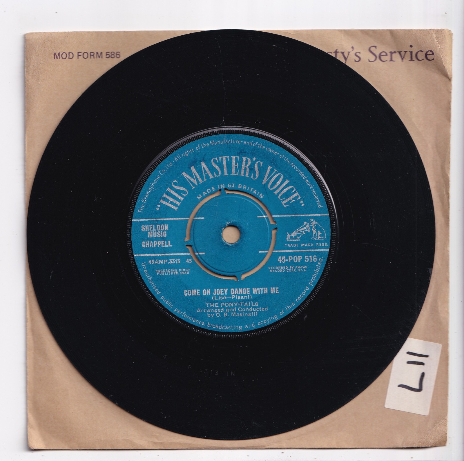 (AV512) The Ponytails, Come On Joey Dance With Me - 1958 - 7 inch vinyl