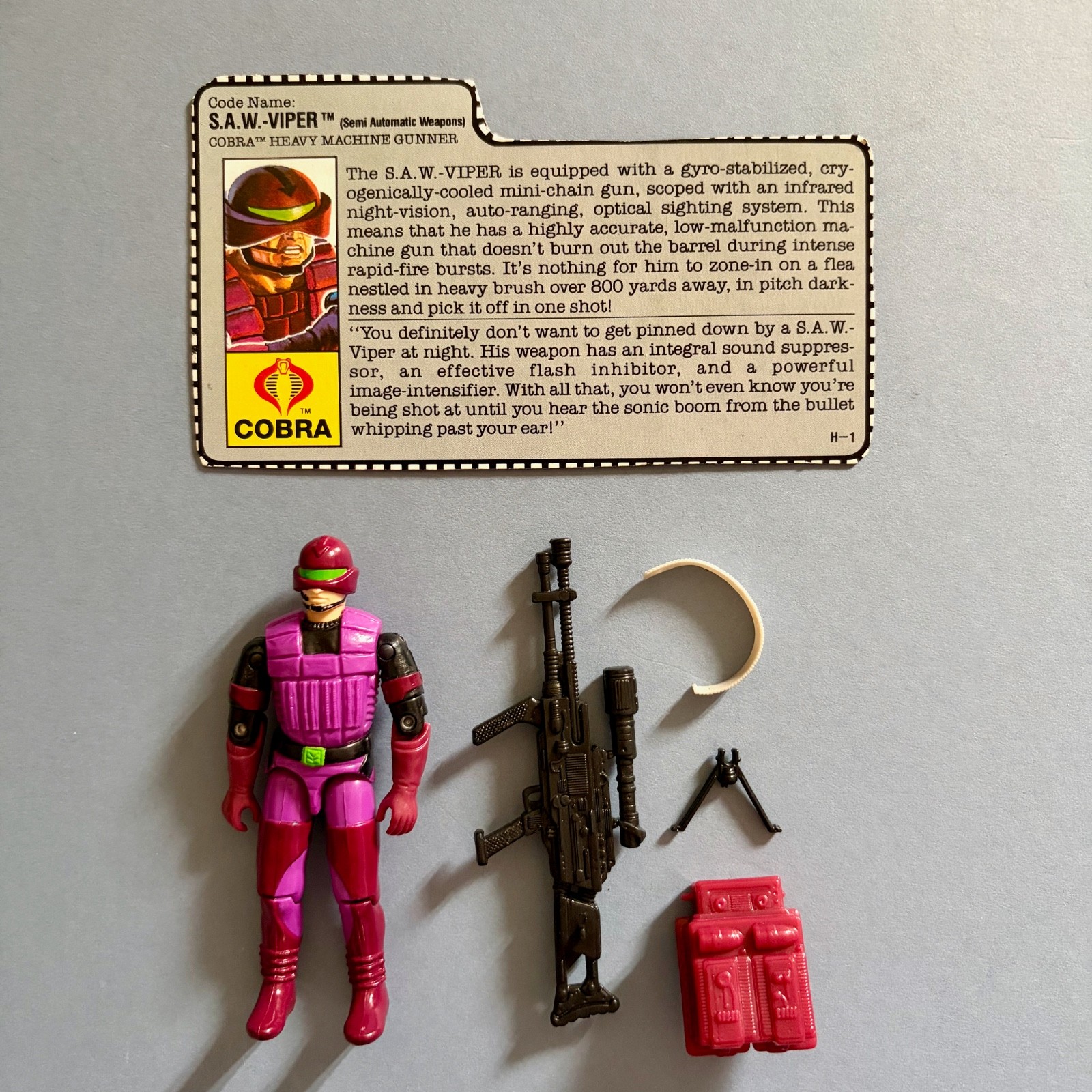 Vintage Action Force G.I. Joe - 1990 - S.A.W. Viper - Figure with File Card