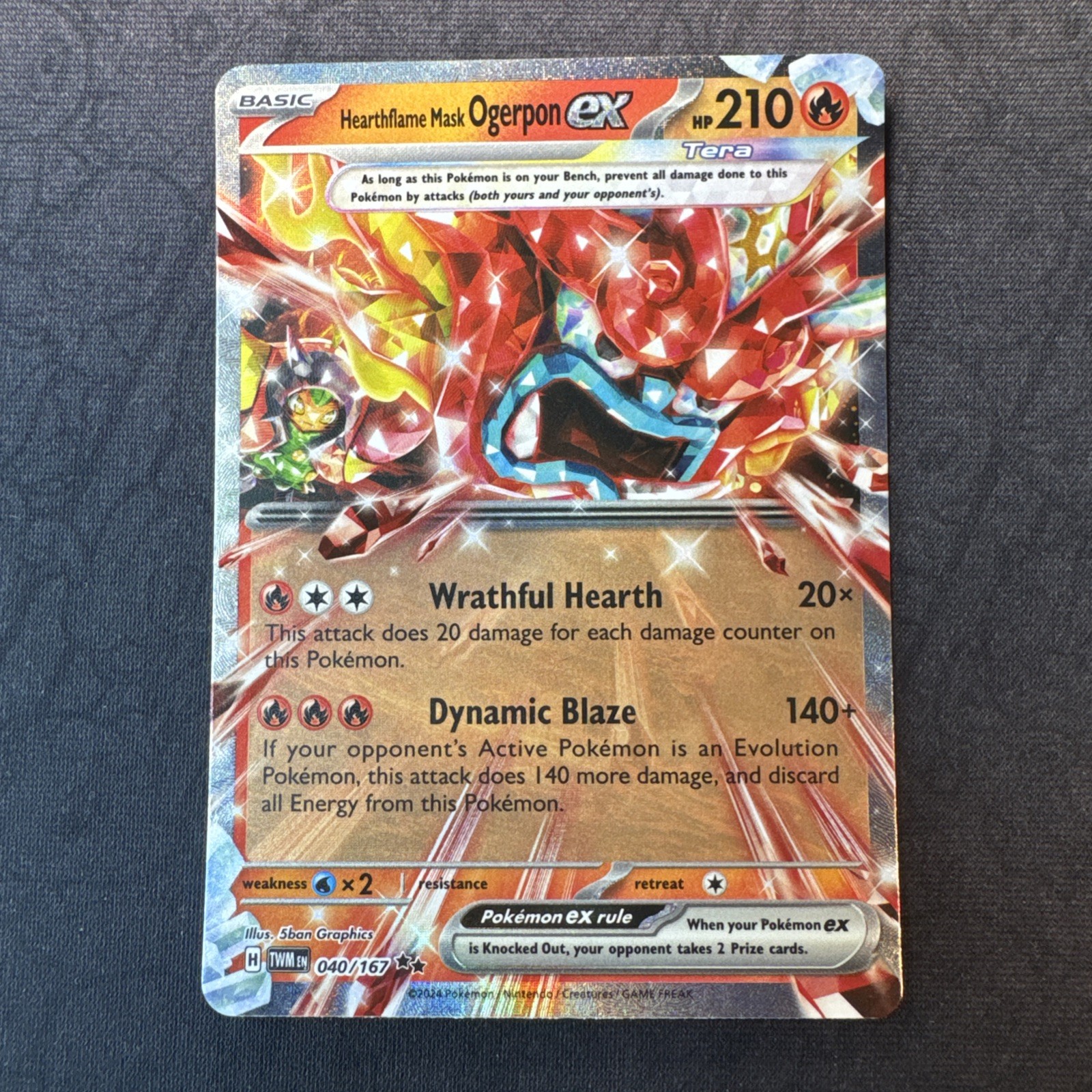 Hearthflame Mask Ogerpon ex 040/167 Sv06: Twilight Masquerade Holo Pokemon
