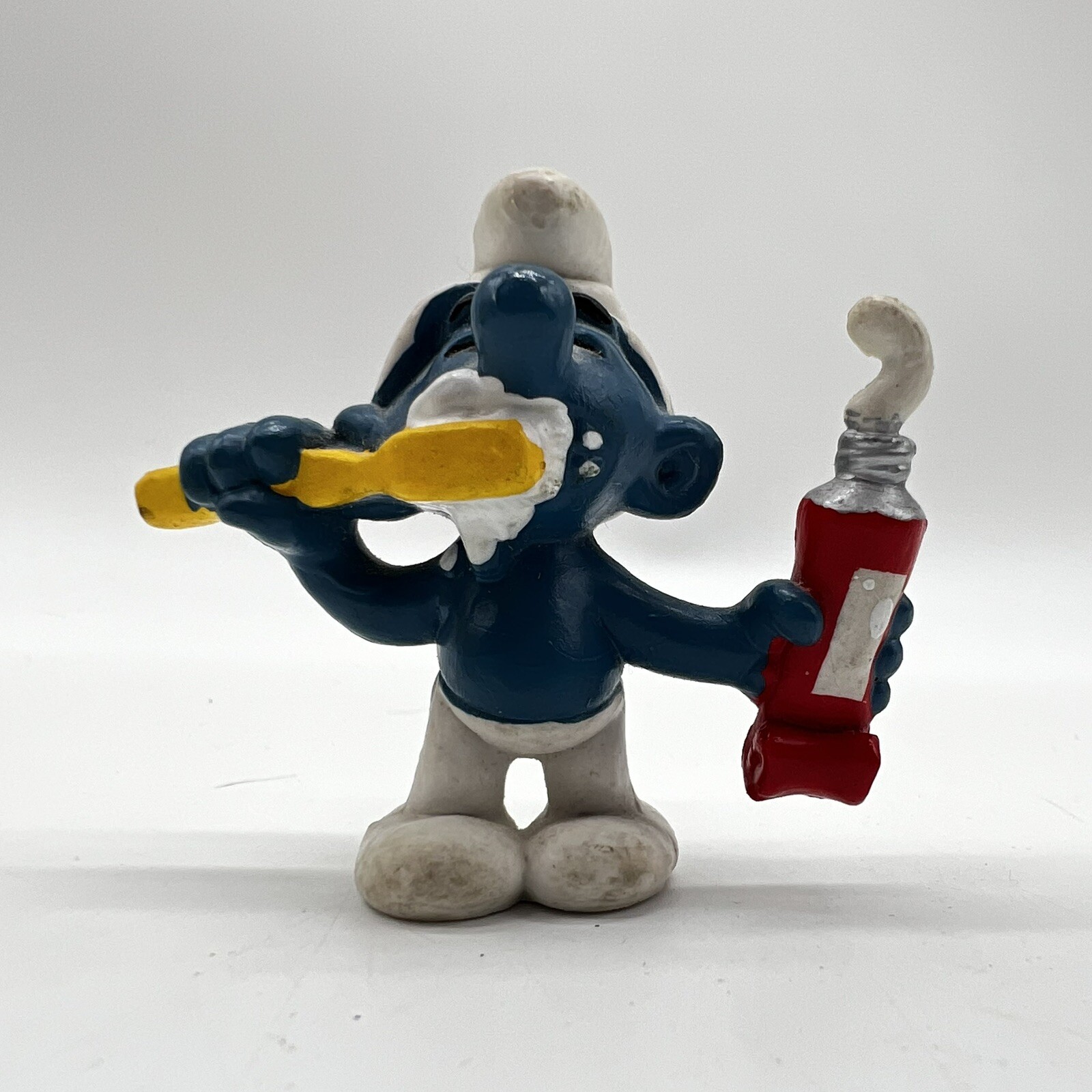 Puffo Spazzola Denti PVC Figura Peyo Schleich Giocattolo Vintage