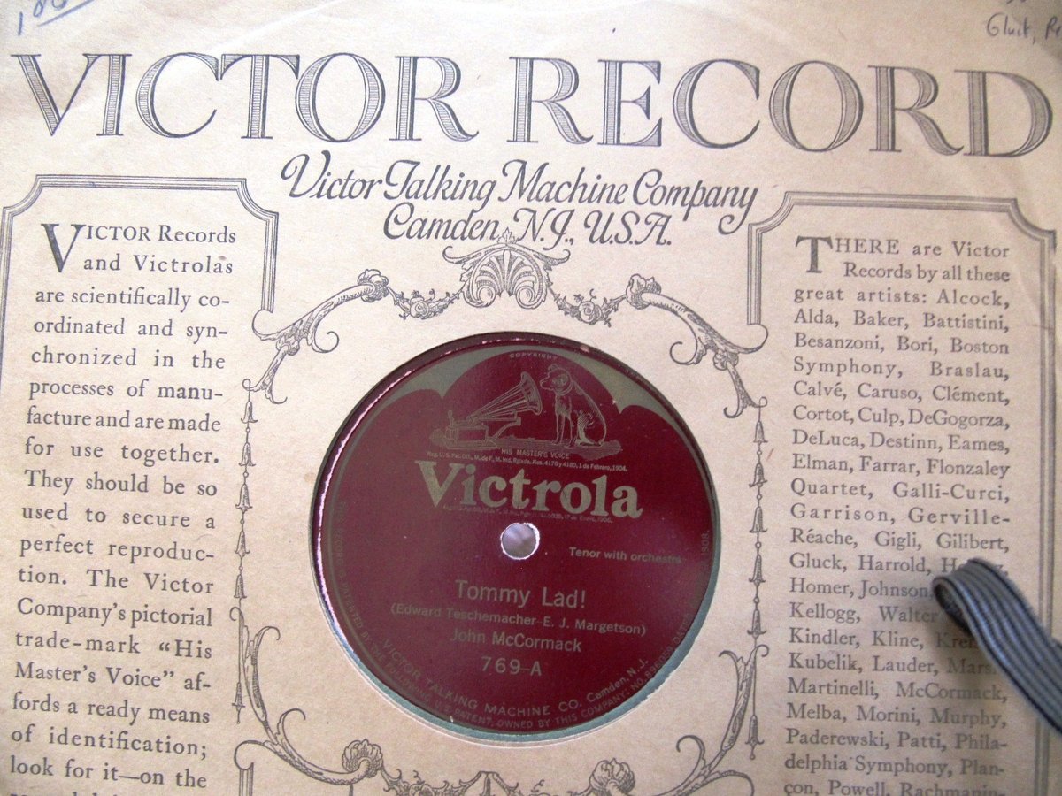 1916 John McCormack British War Song TOMMY LAD Nevin LITTLE BOY BLUE VICTOR 769