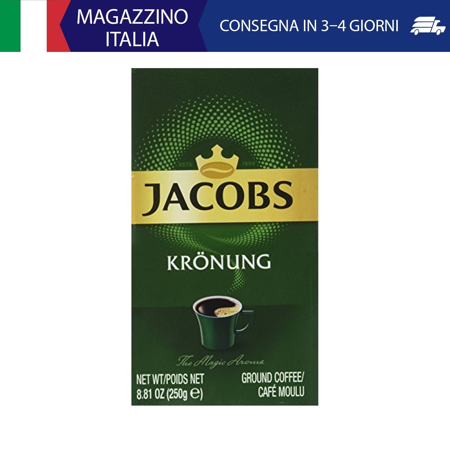 Jacobs - Miscela di Caffè Macinato Kronung - 12 confezioni da 250 gr (Totale 3 K