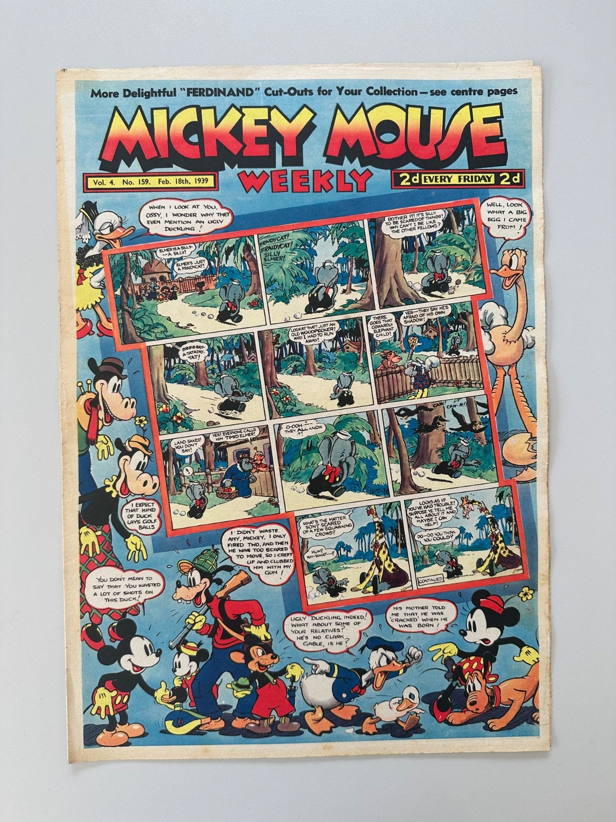 Mickey Mouse Weekly Comic #159 February 18th 1939 FN RARE