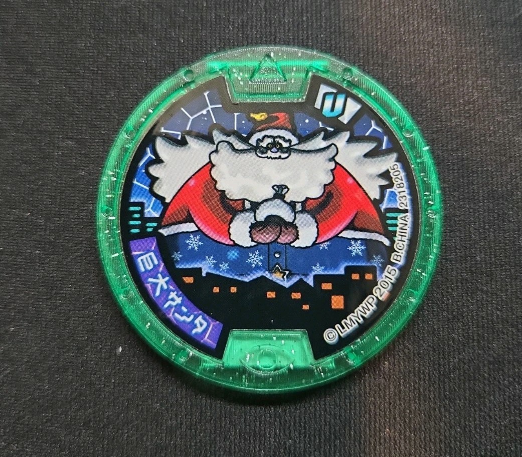 YoKai Watch medal coin Yakkai green kira color Giant Santa Japanese JP