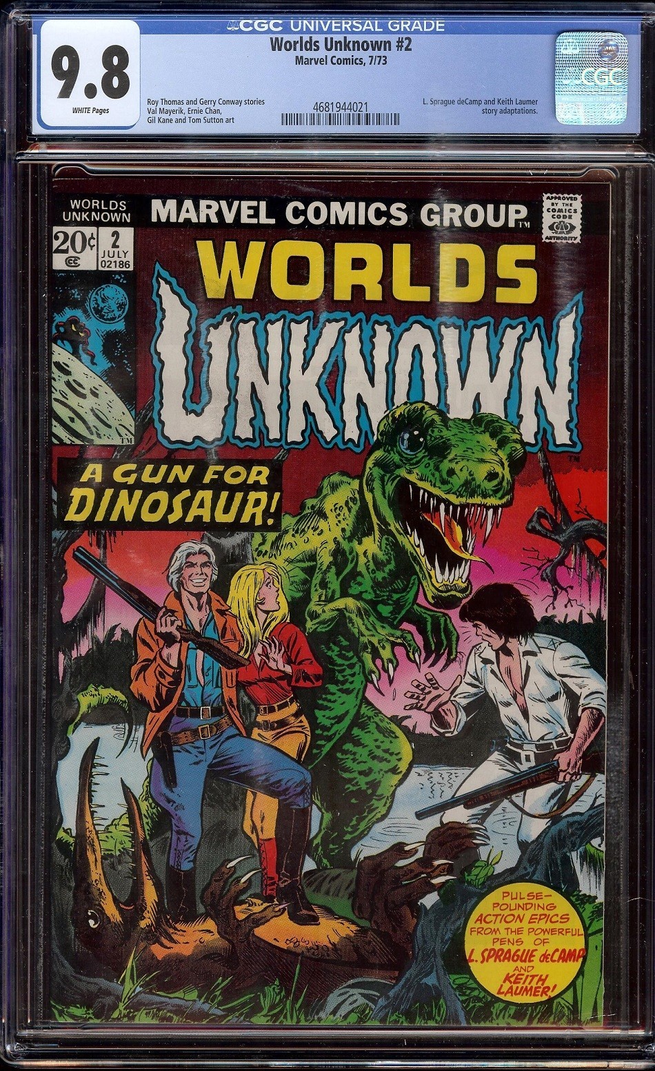 World's Unknown # 2 CGC 9.8 White (Marvel, 1973) Bronze Horror, copertina Gil Kane