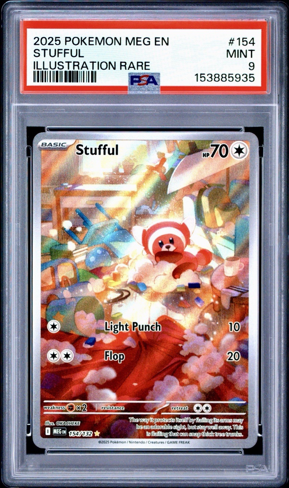 2025 Pokemon Illustrazione a gradini rara Mega Evoluzione 154/132 quasi nuovo EN PSA 9 TCG